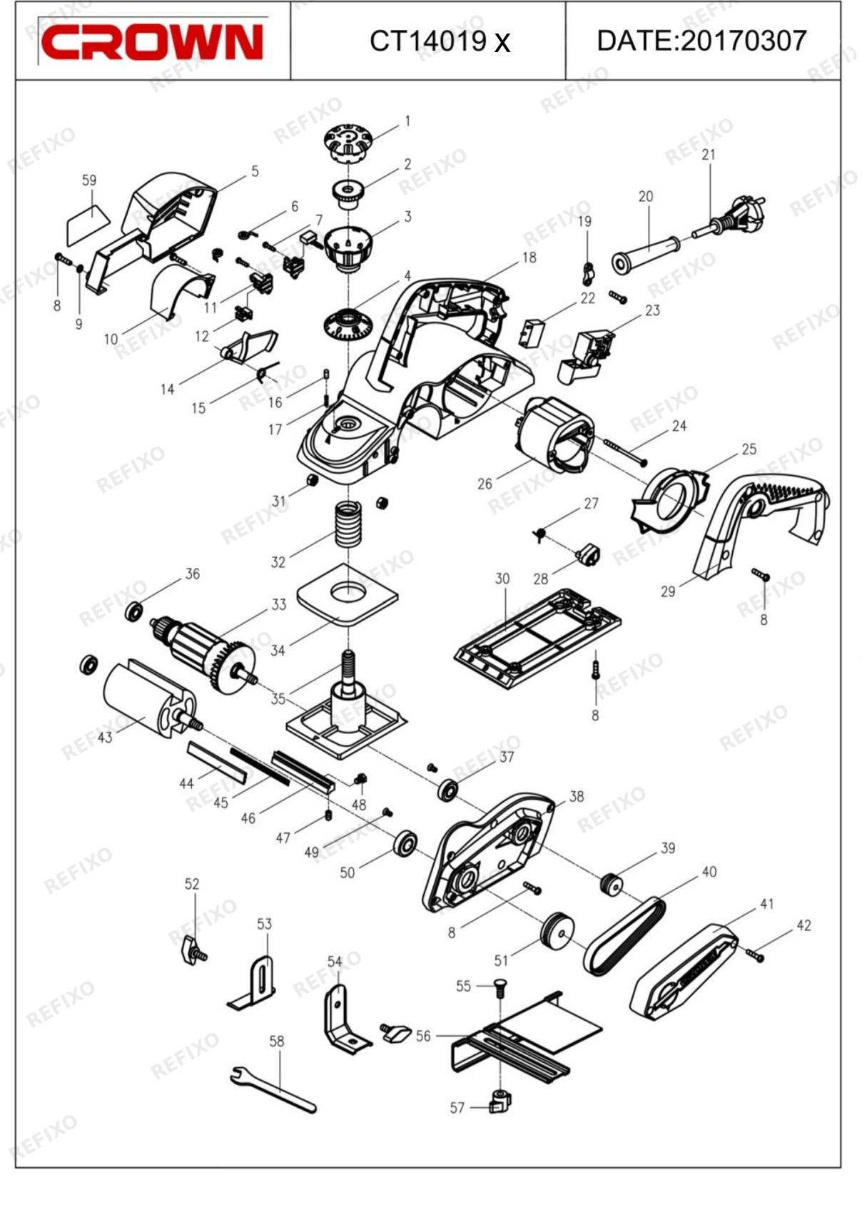 CROWN CT14019X — схема запчастей