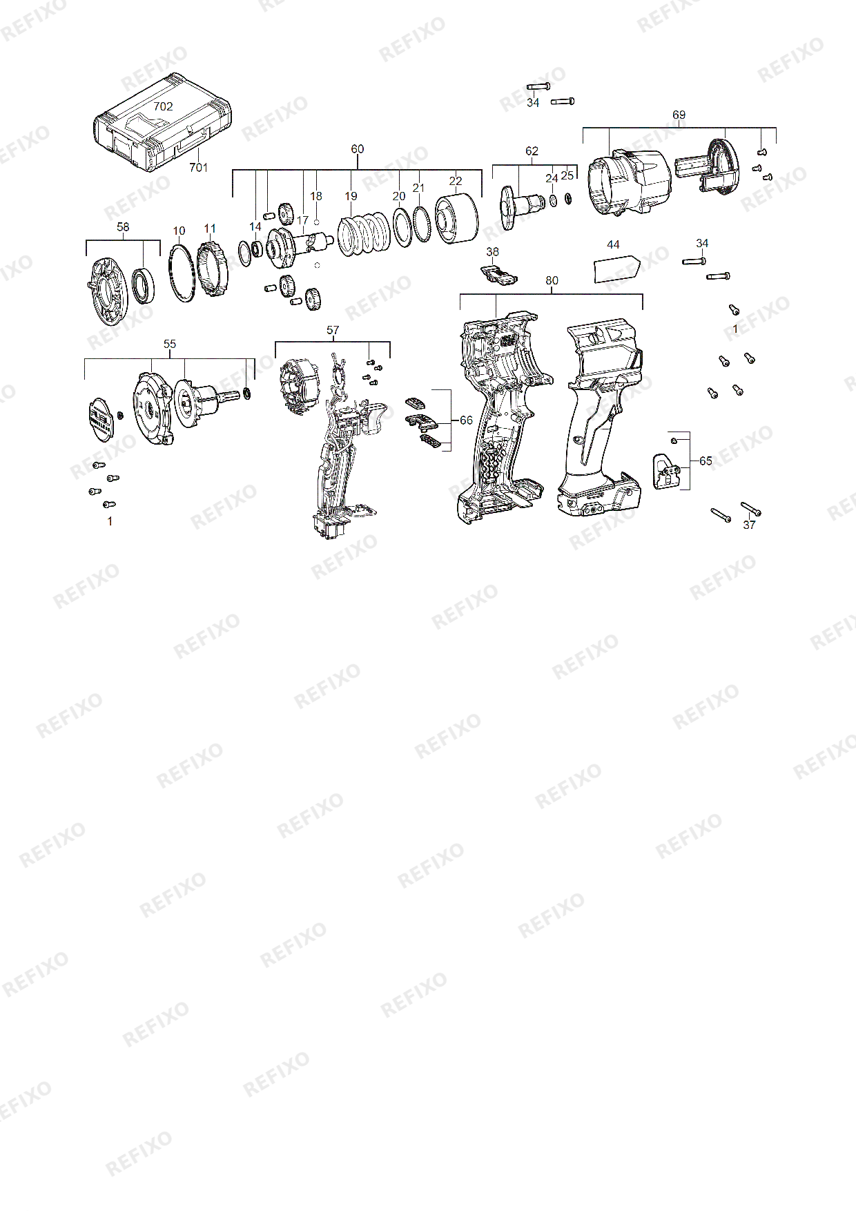 MILWAUKEE M18FMTIW2F38 0X 4933479153 4000483603 — схема запчастей