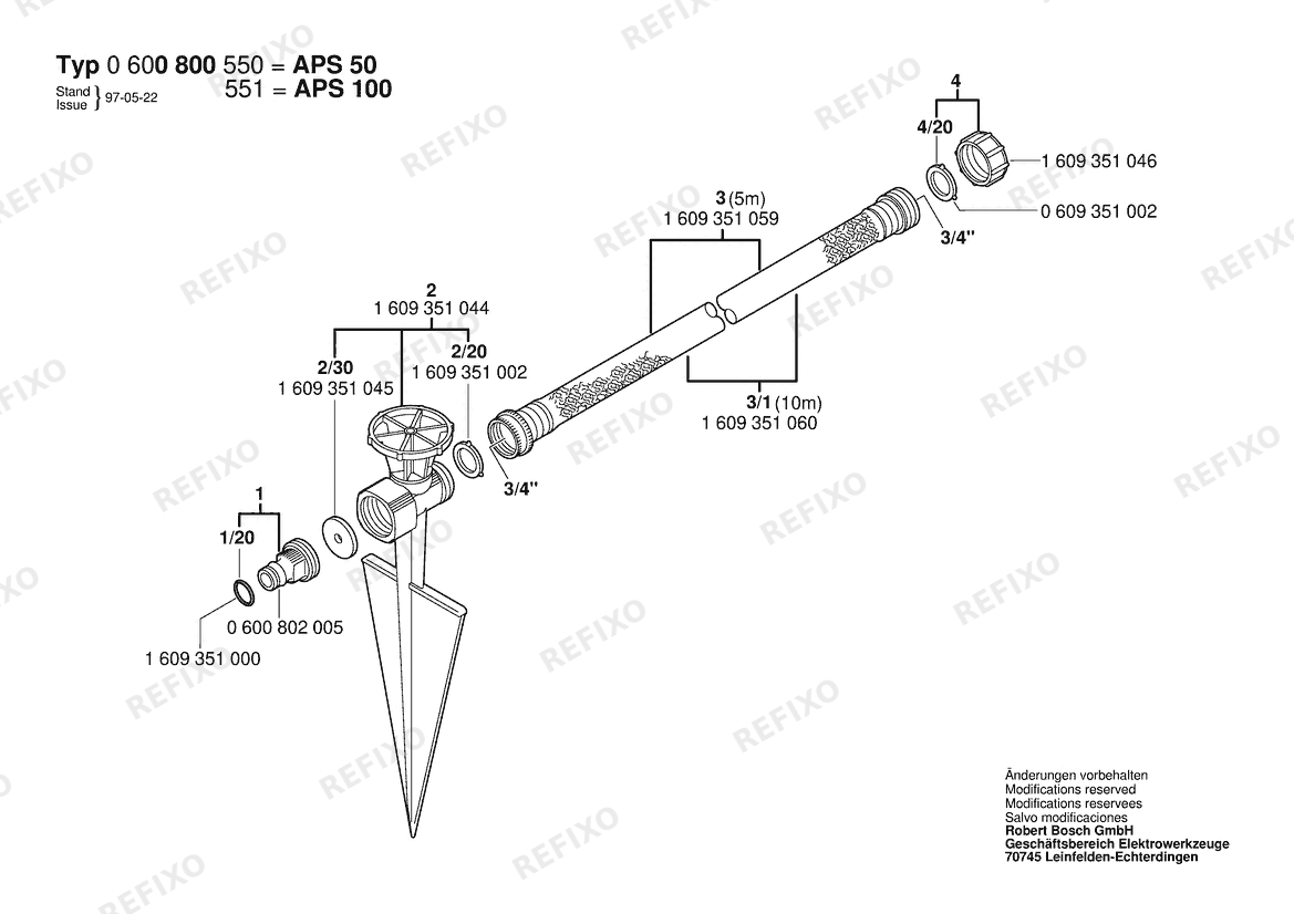Bosch Porenschlauch APS 100 (0 600 800 551) — схема запчастей