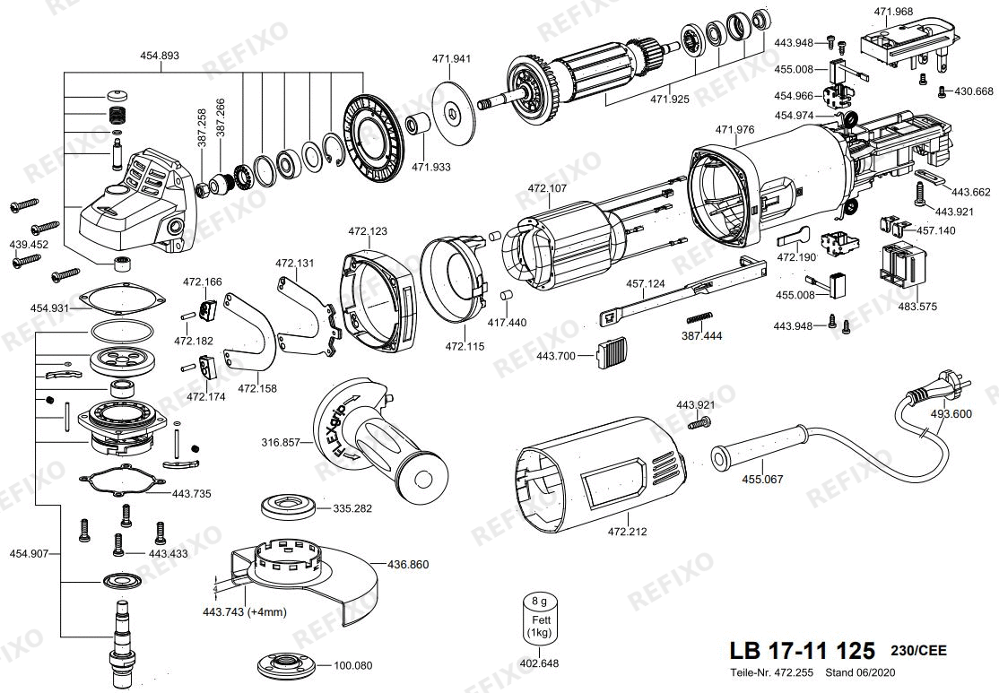 Flex LB 17-11 125 230CEE — схема запчастей
