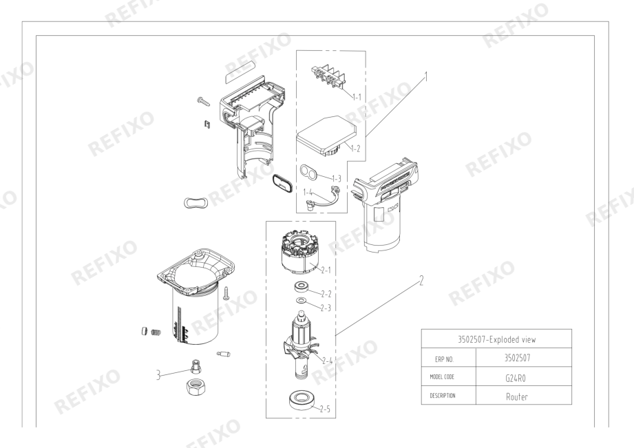 Greenworks 3502507-G24RO-Exploded wiew — схема запчастей