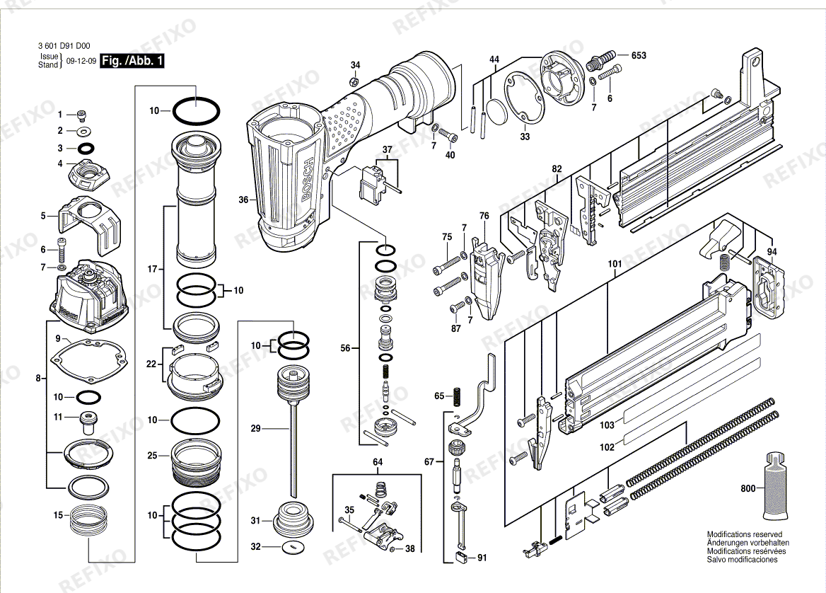 Bosch Druckluftnagler GSK 50 (3 601 D91 D00) — схема запчастей