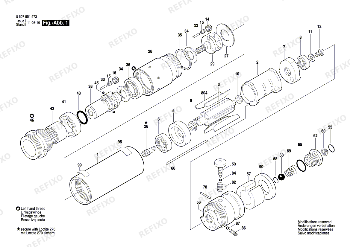 Bosch Einbaumotor 370 WATT-SERIE (0 607 951 573) — схема запчастей