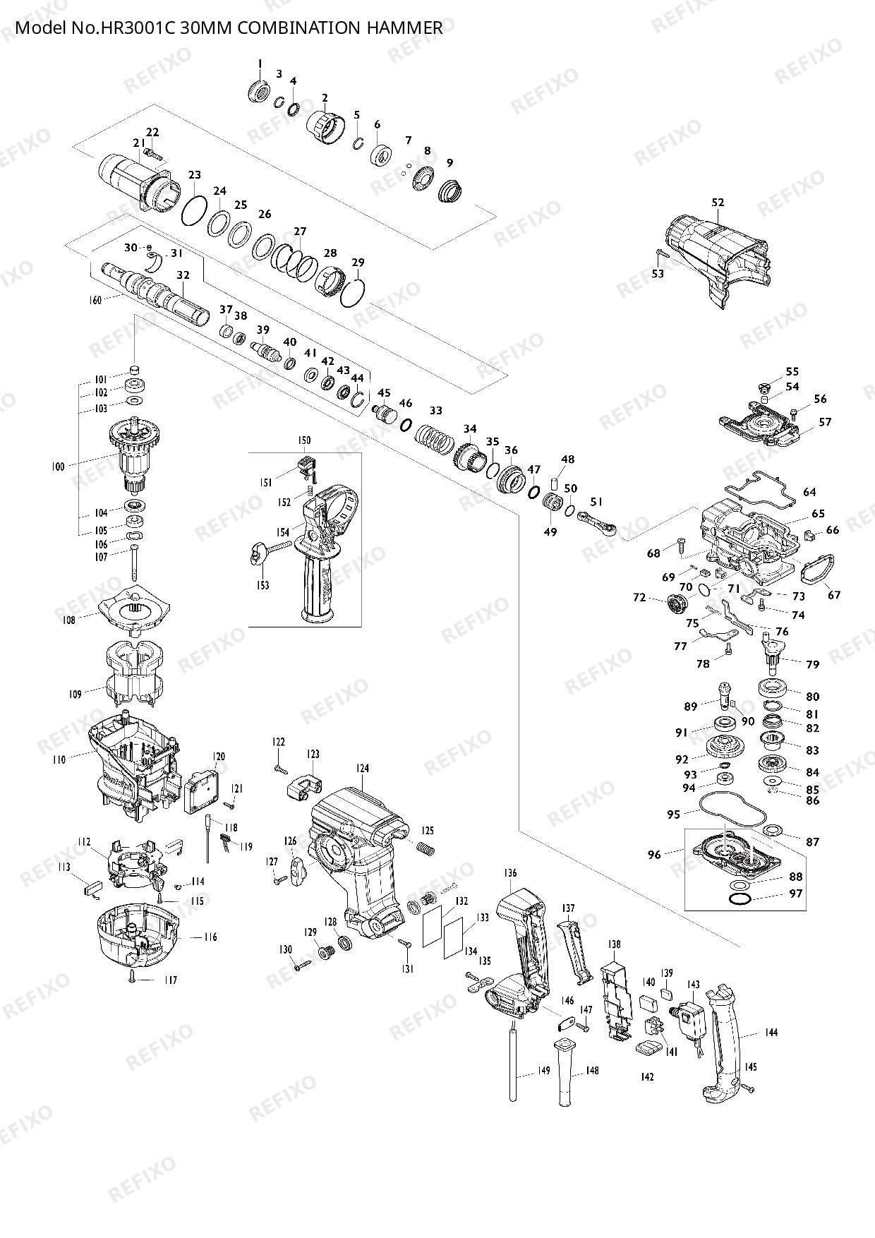 MAKITA HR3001C — схема запчастей