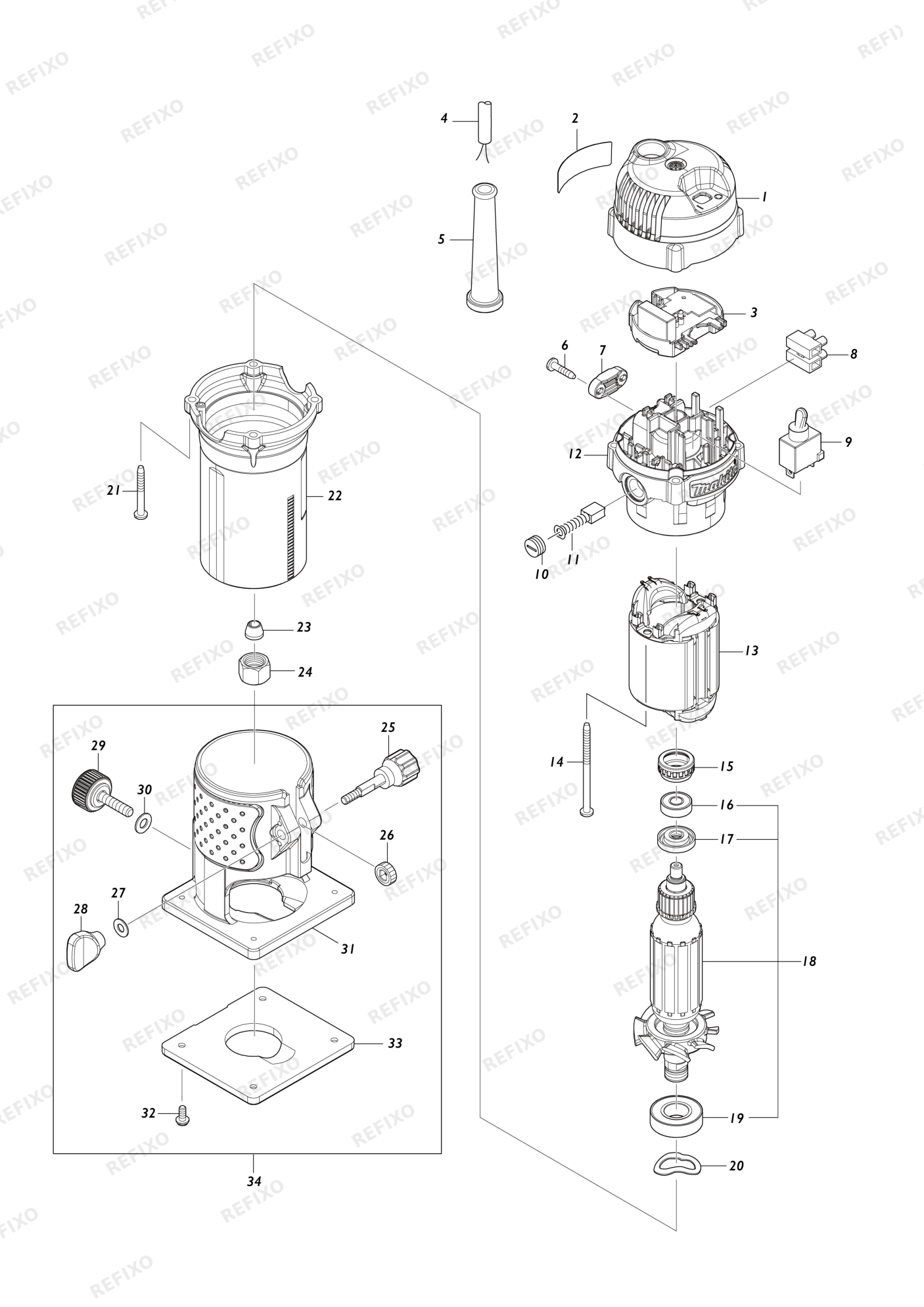 MAKITA 3711 — схема запчастей