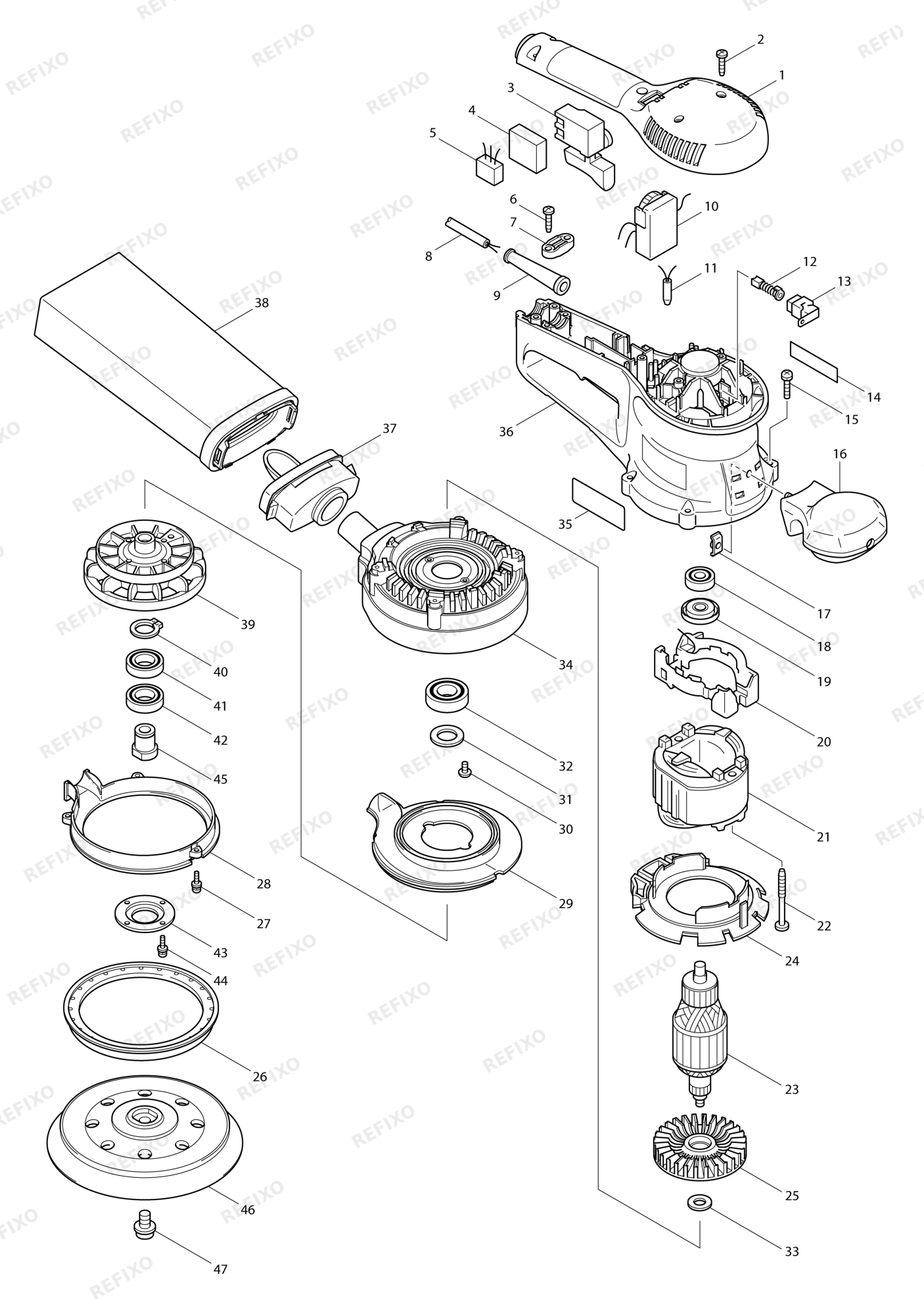 MAKITA BO6030 — схема запчастей