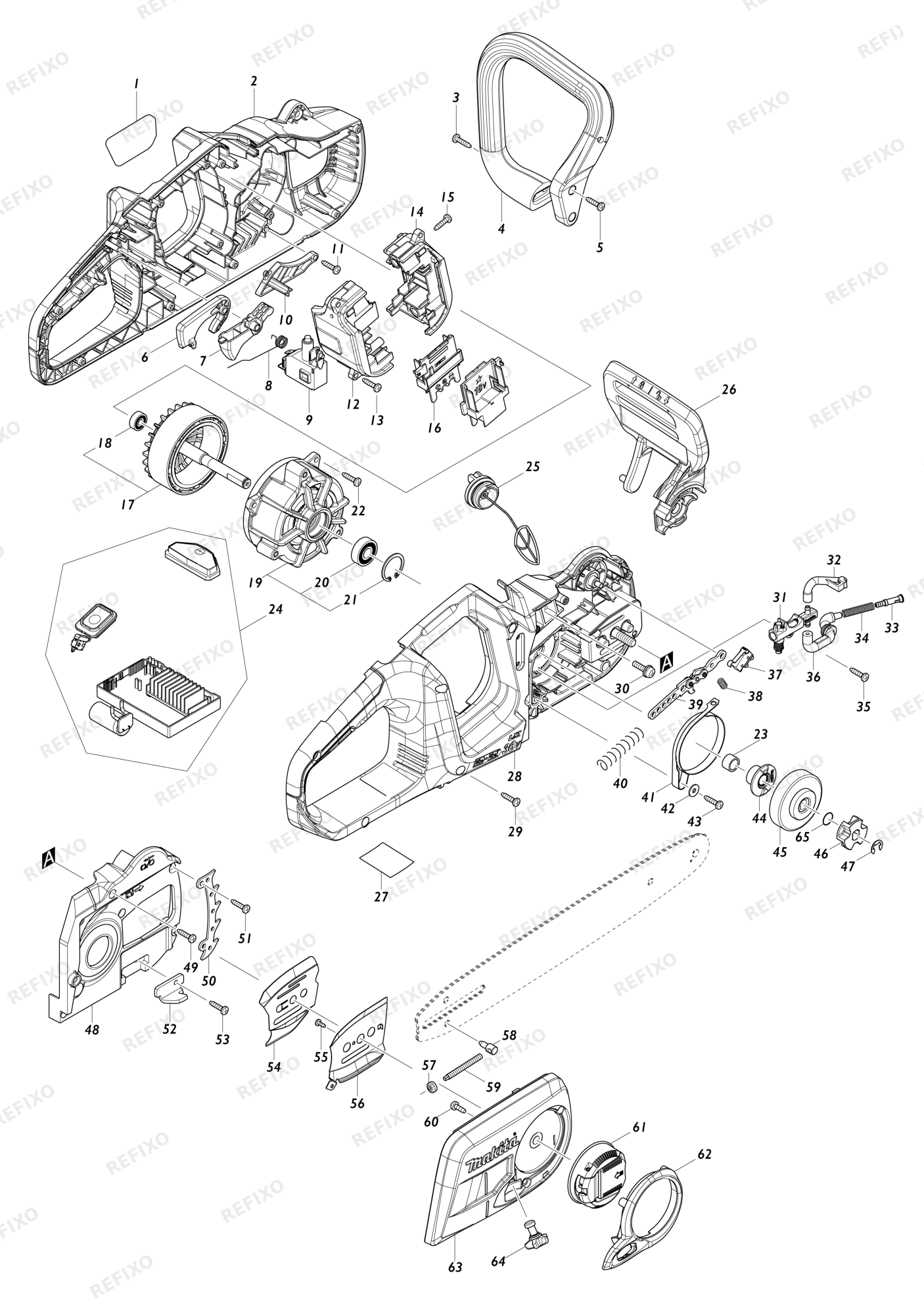 MAKITA DUC353 — схема запчастей