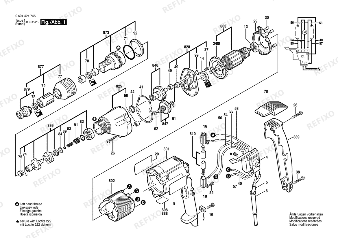 Bosch Шуруповёрт GSR 6-25 TE | 115 V | 030 - CA (0 601 421 745) — схема запчастей