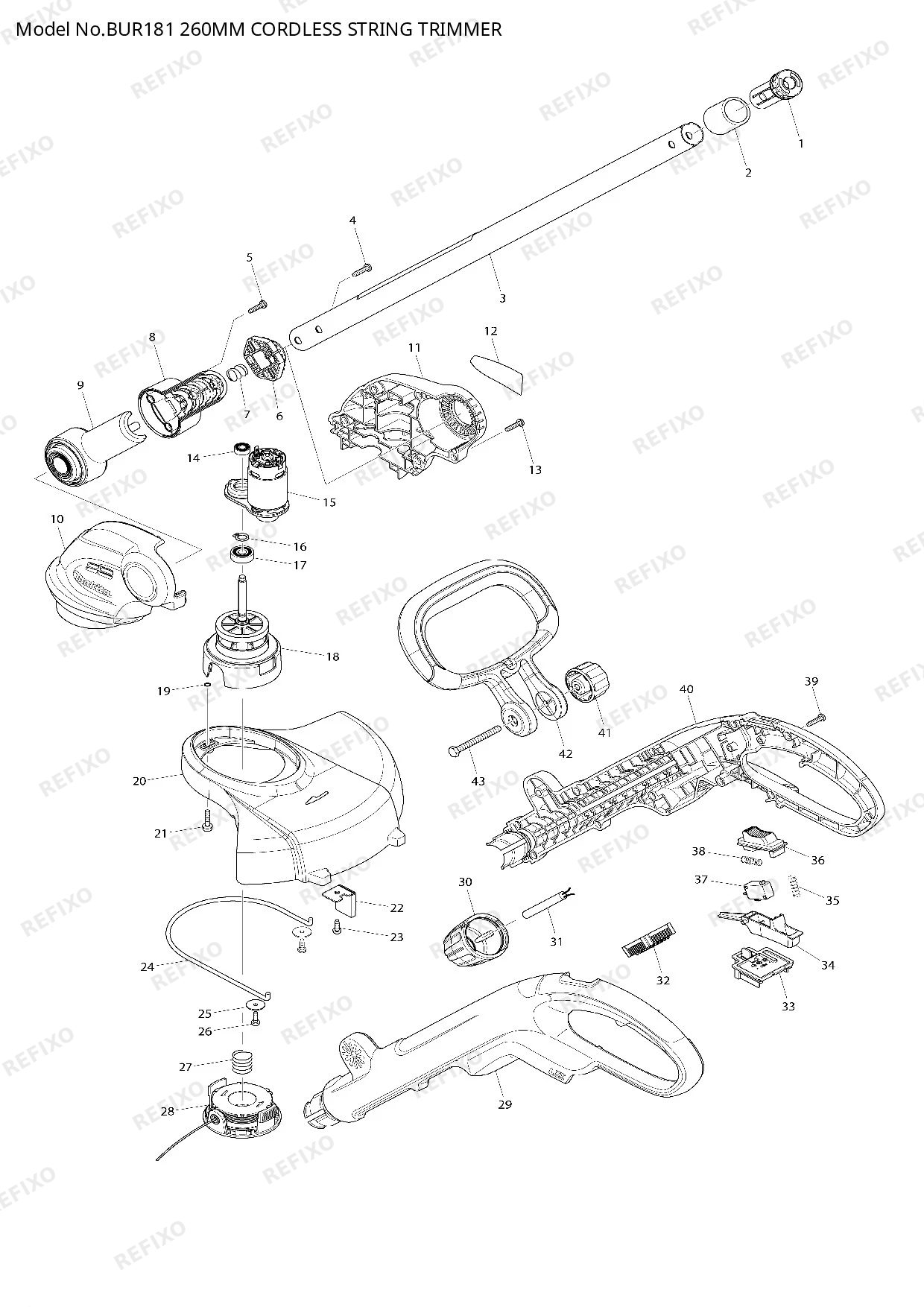 MAKITA BUR181 — схема запчастей