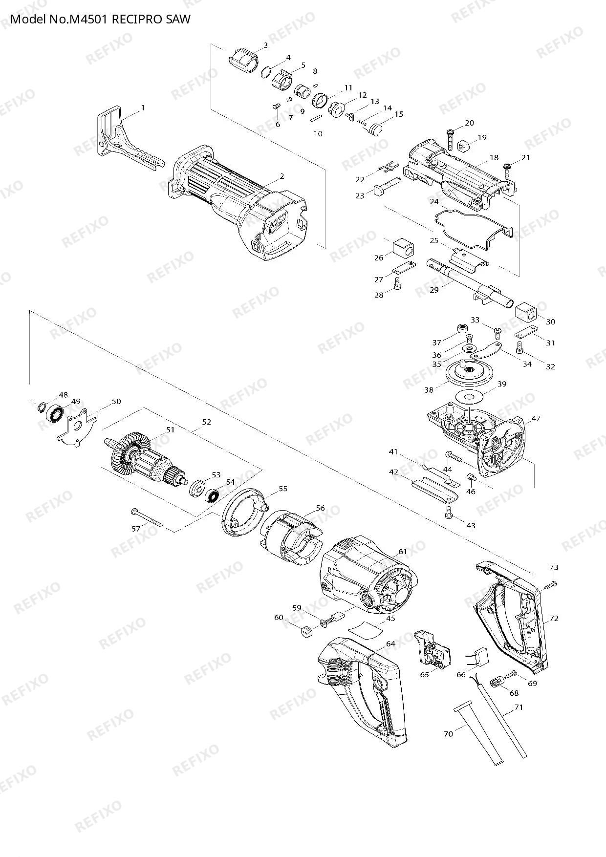 MAKITA M4501 — схема запчастей