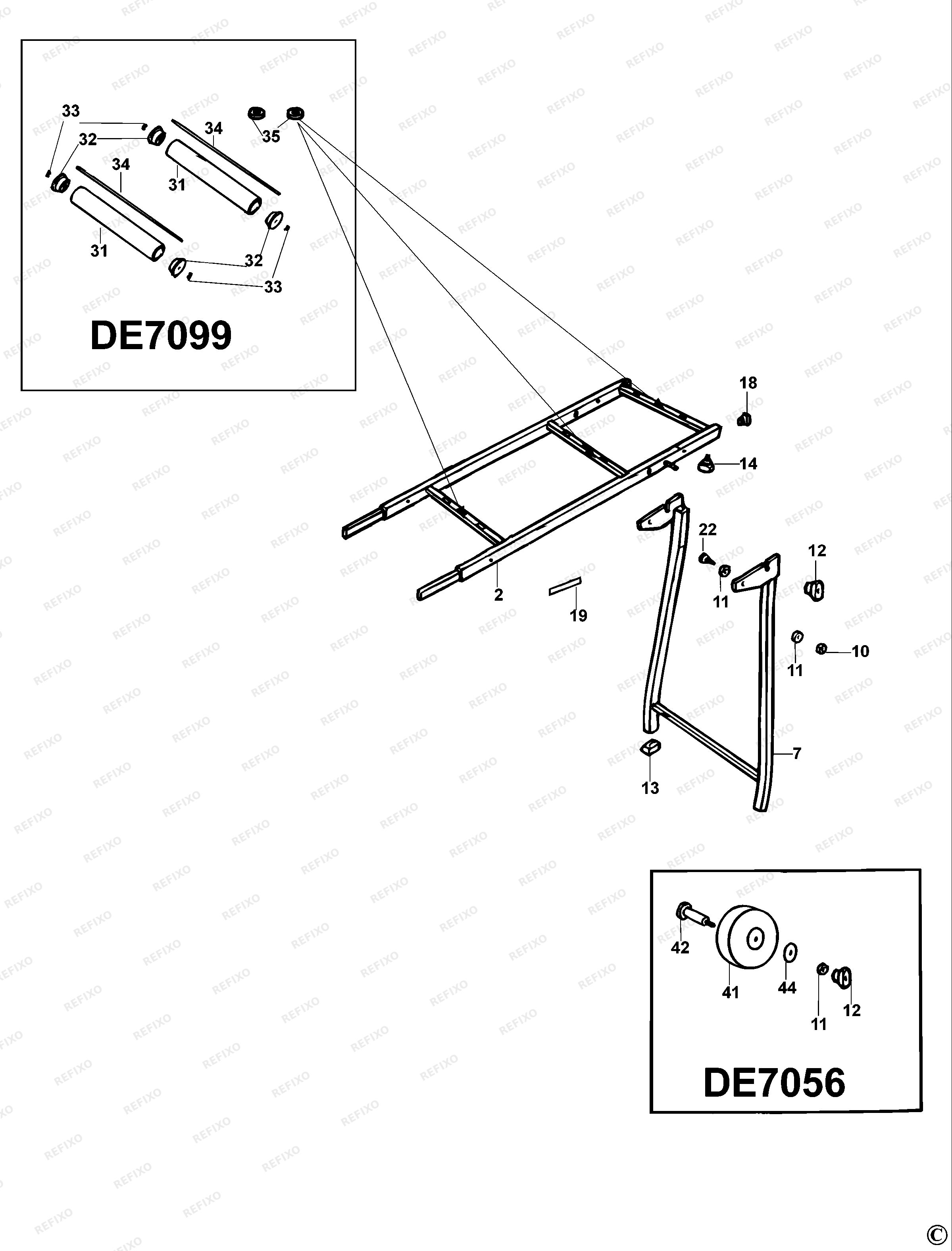 DeWalt РАЗДВИЖНОЙ СТОЛ DE7037 — схема запчастей