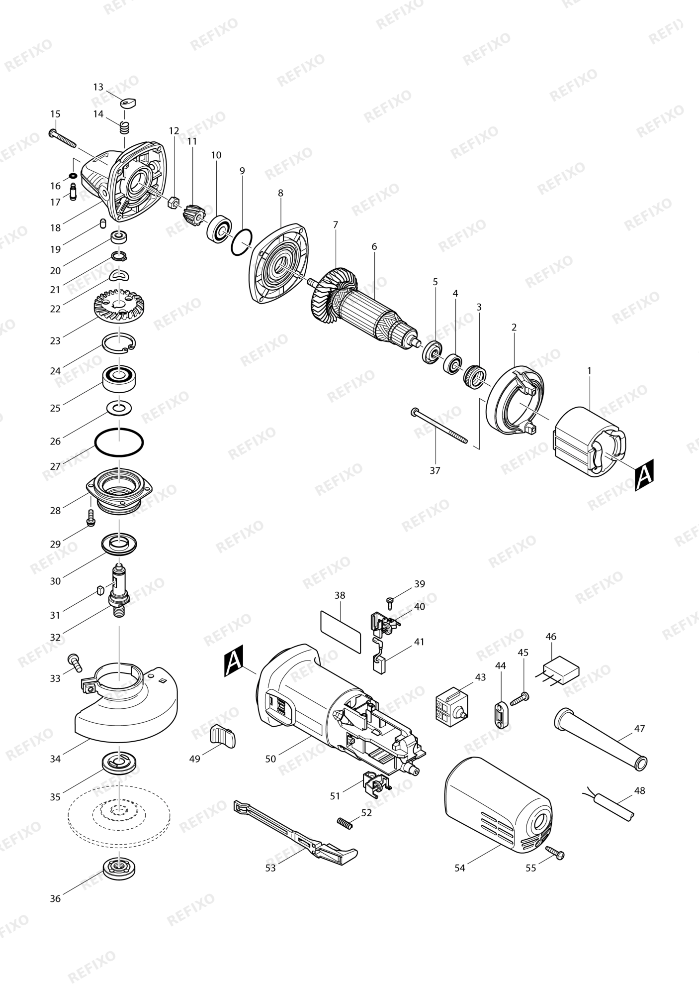 MAKITA 9553HN — схема запчастей