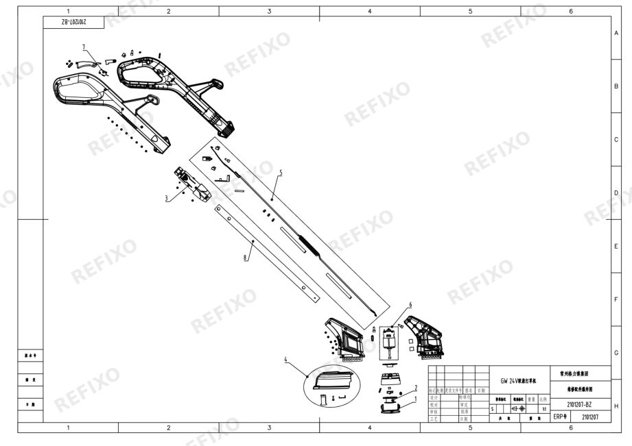 Greenworks 2101207 24V G24LT String Trimmer — схема запчастей