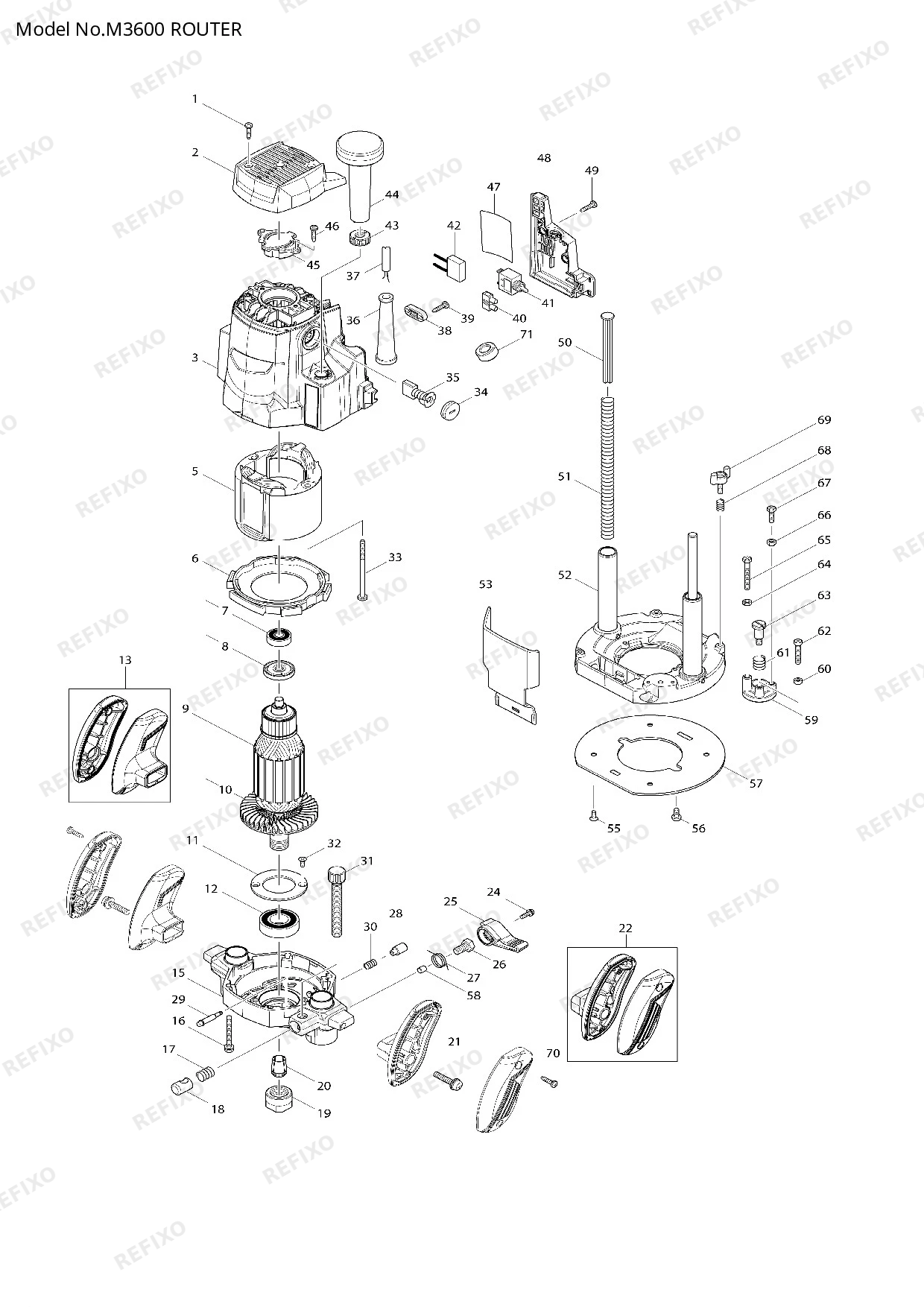 MAKITA M3600 — схема запчастей