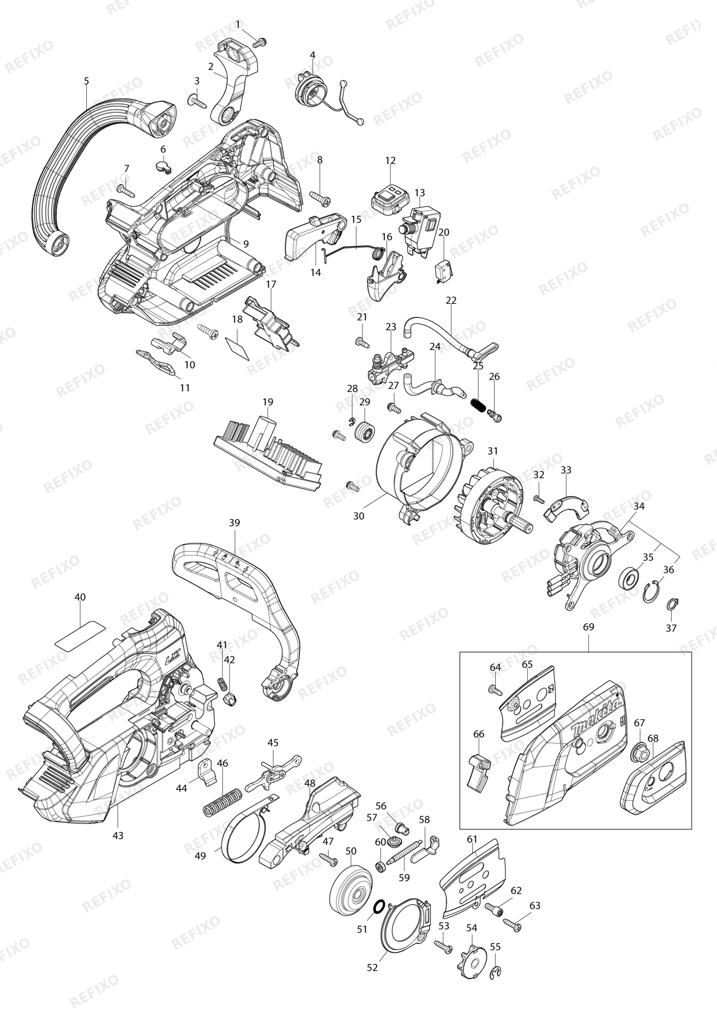 MAKITA DUC258 — схема запчастей