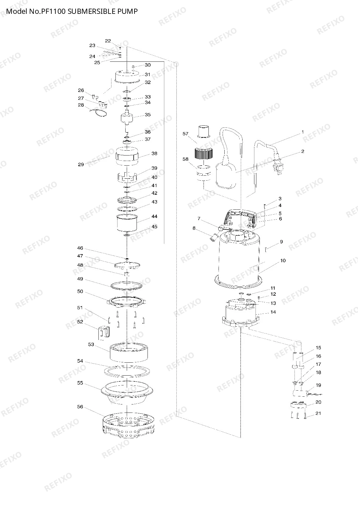 MAKITA PF1100 — схема запчастей