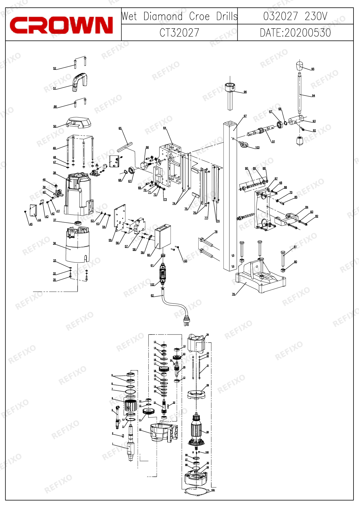CROWN CT32027 — схема запчастей