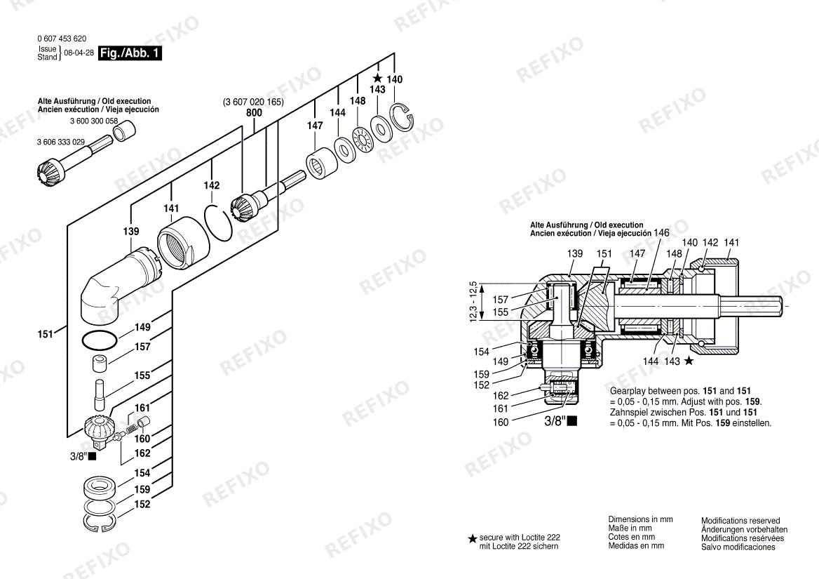 Bosch Winkelschraubkopf 180 WATT-SERIE (0 607 453 620) — схема запчастей