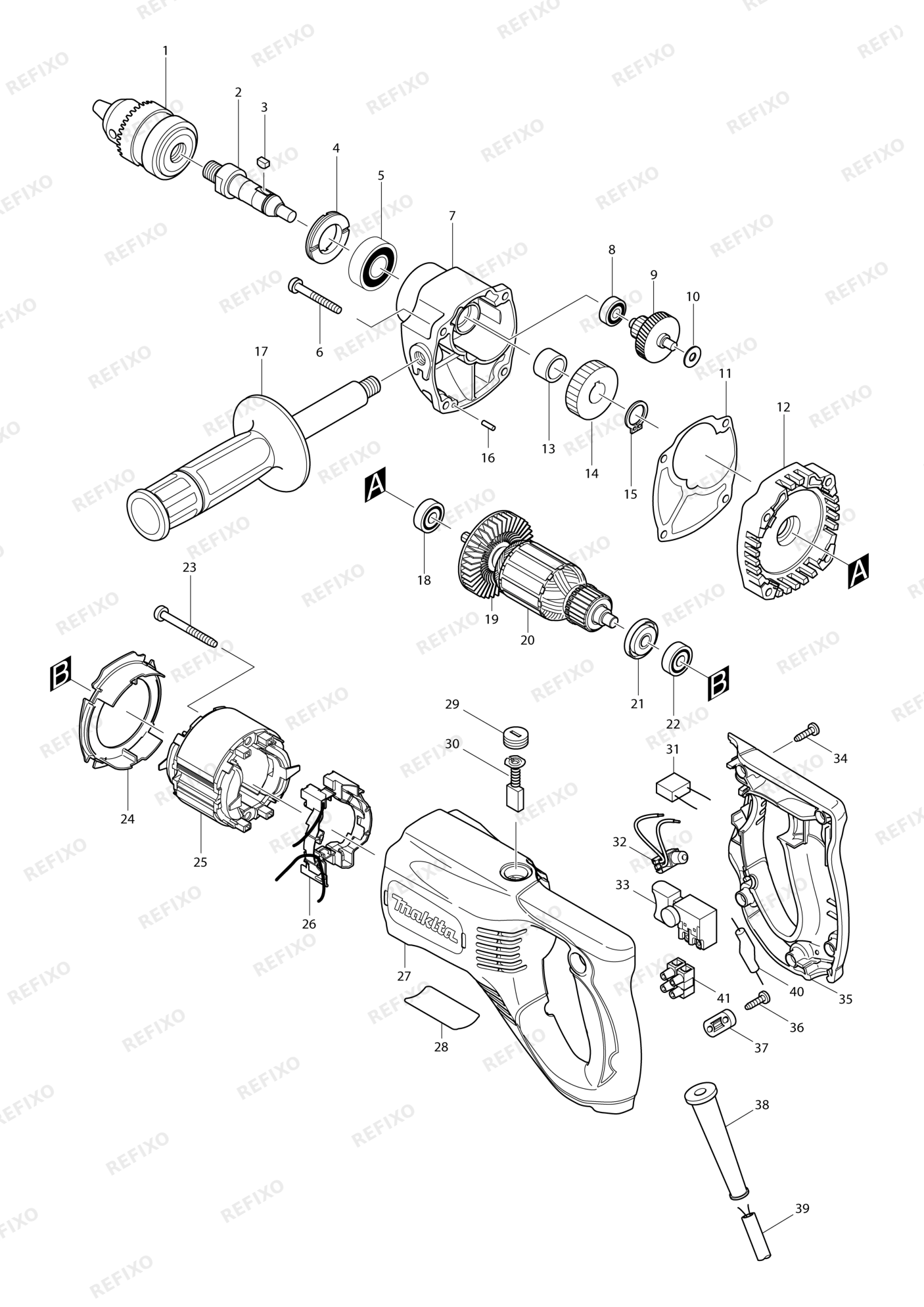 MAKITA 6305 — схема запчастей