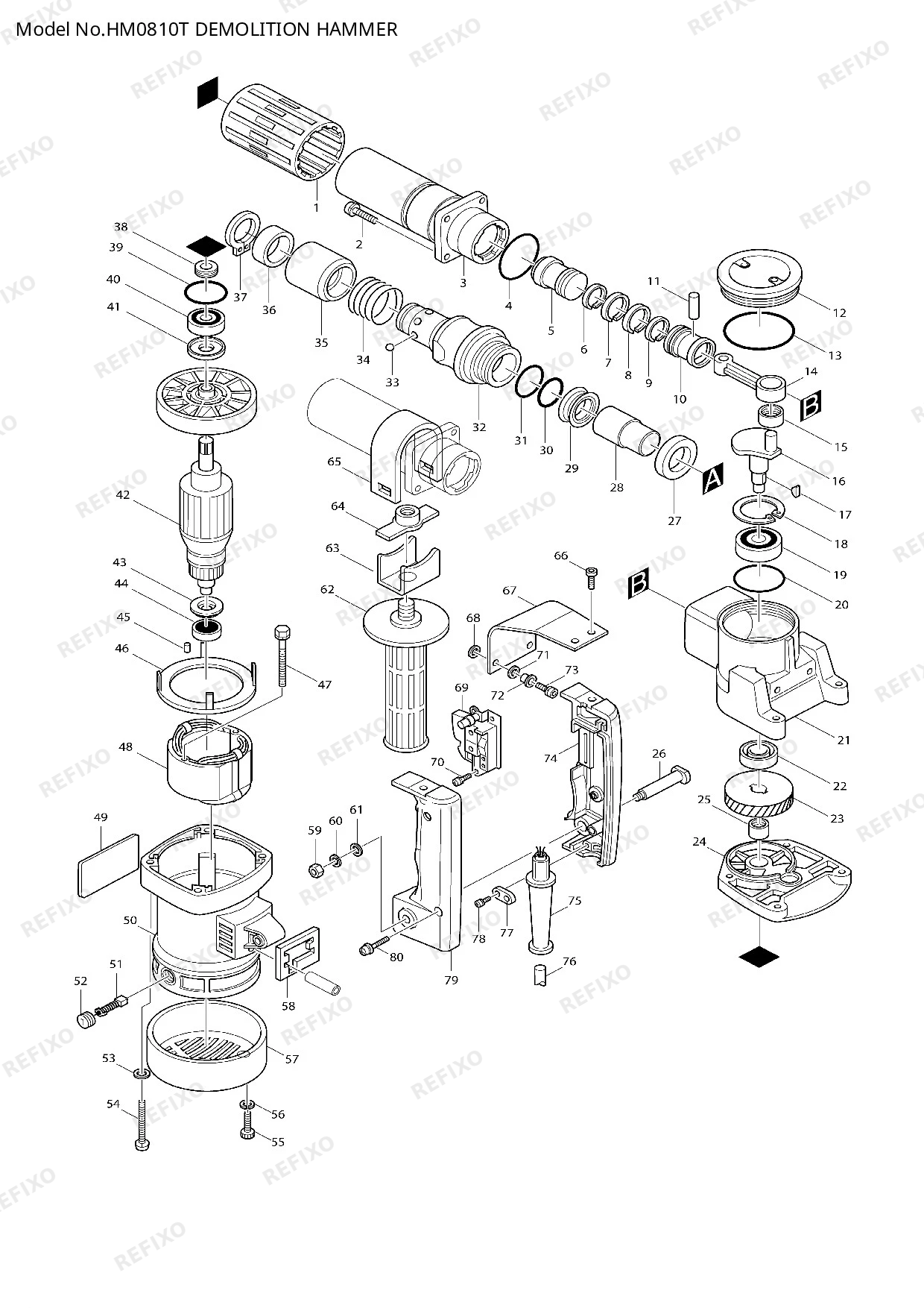 MAKITA HM0810T — схема запчастей