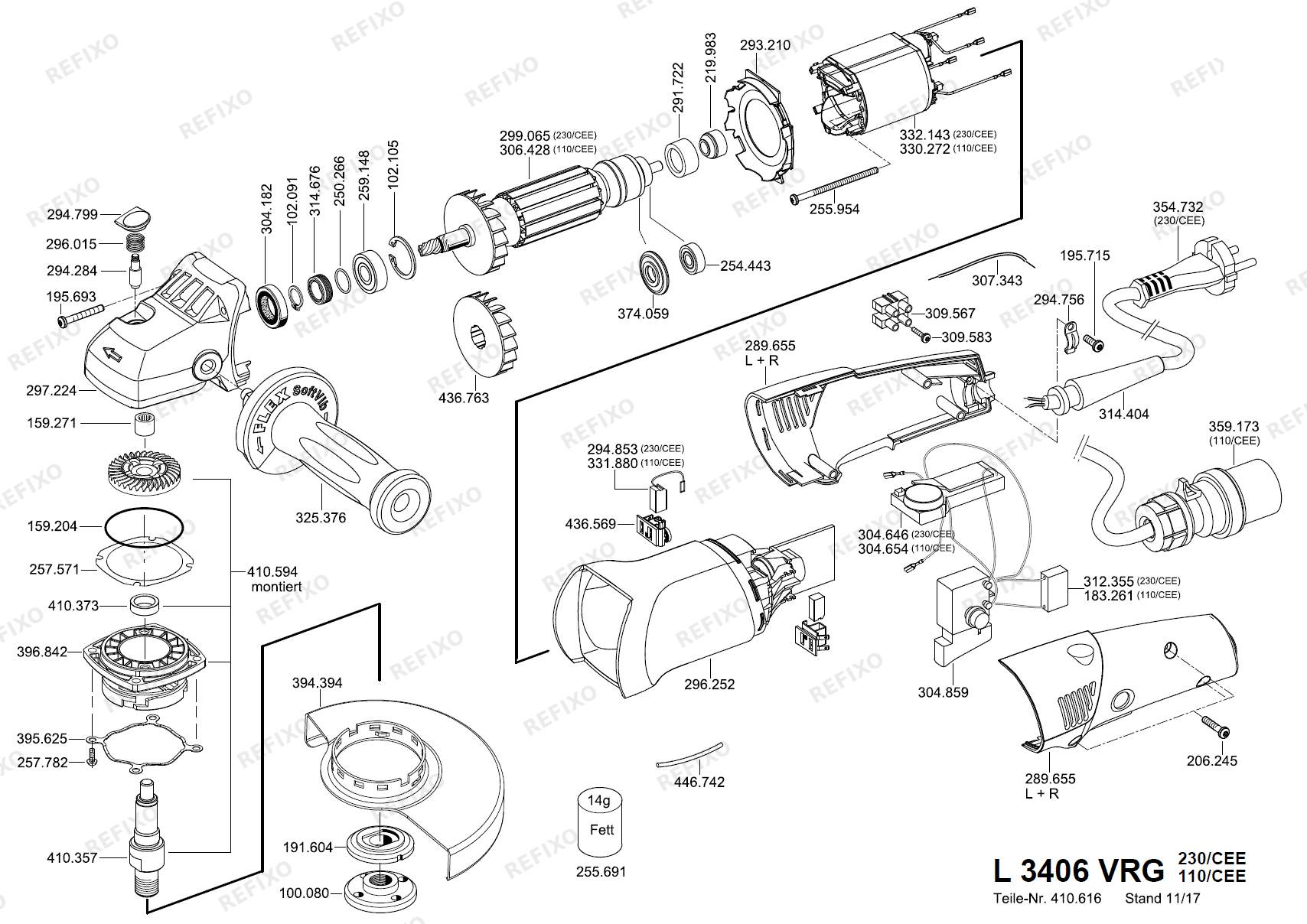Flex L 3406 VRG 230CEE Fixtec nach 01.01.2017 L3406VRG — схема запчастей