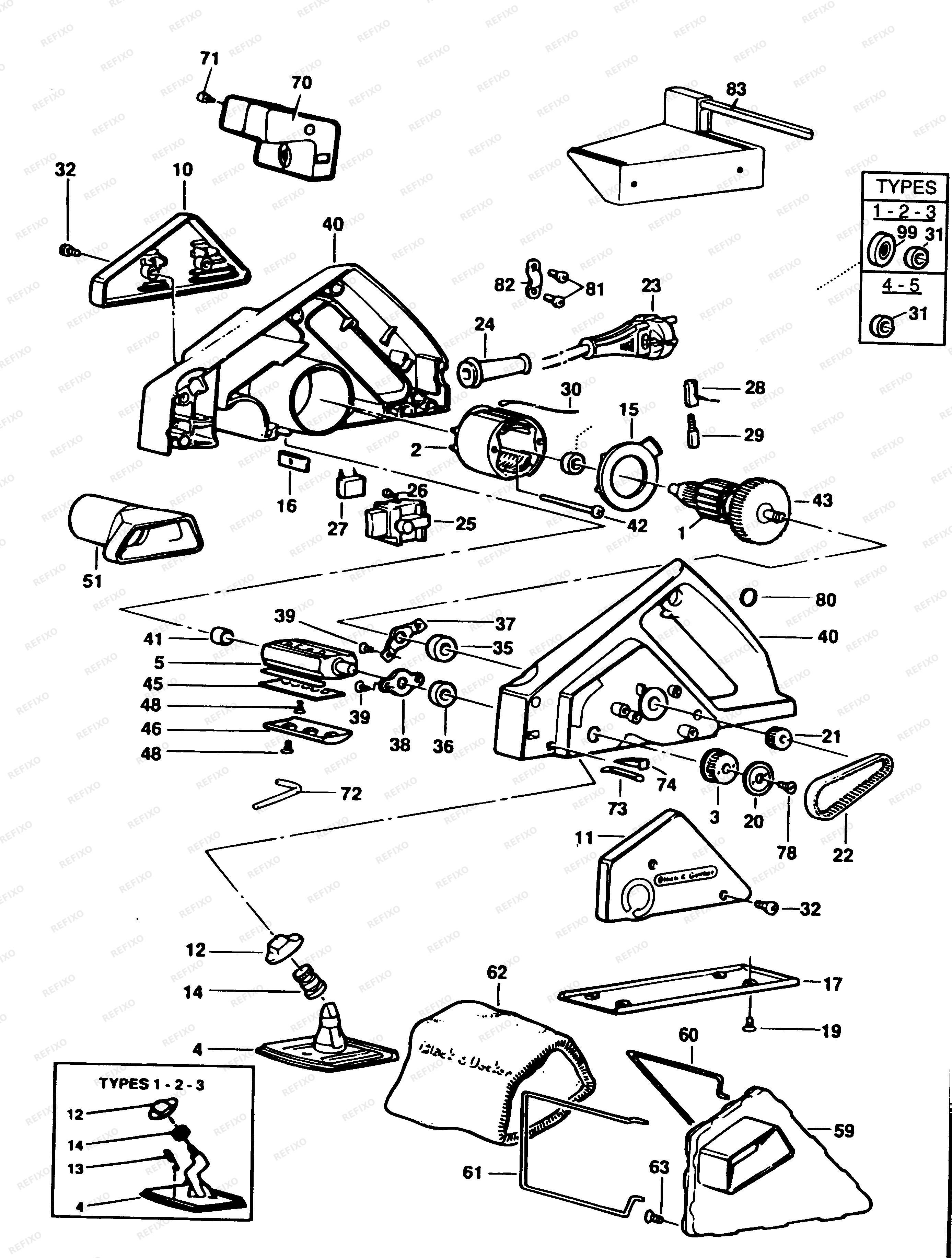 Black&Decker РУБАНОК BD720 — схема запчастей