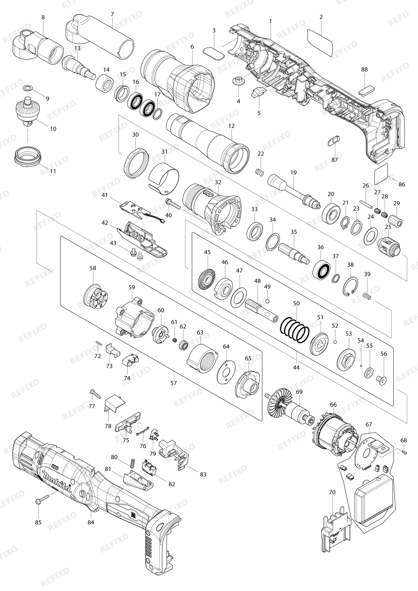 MAKITA DFL651F — схема запчастей