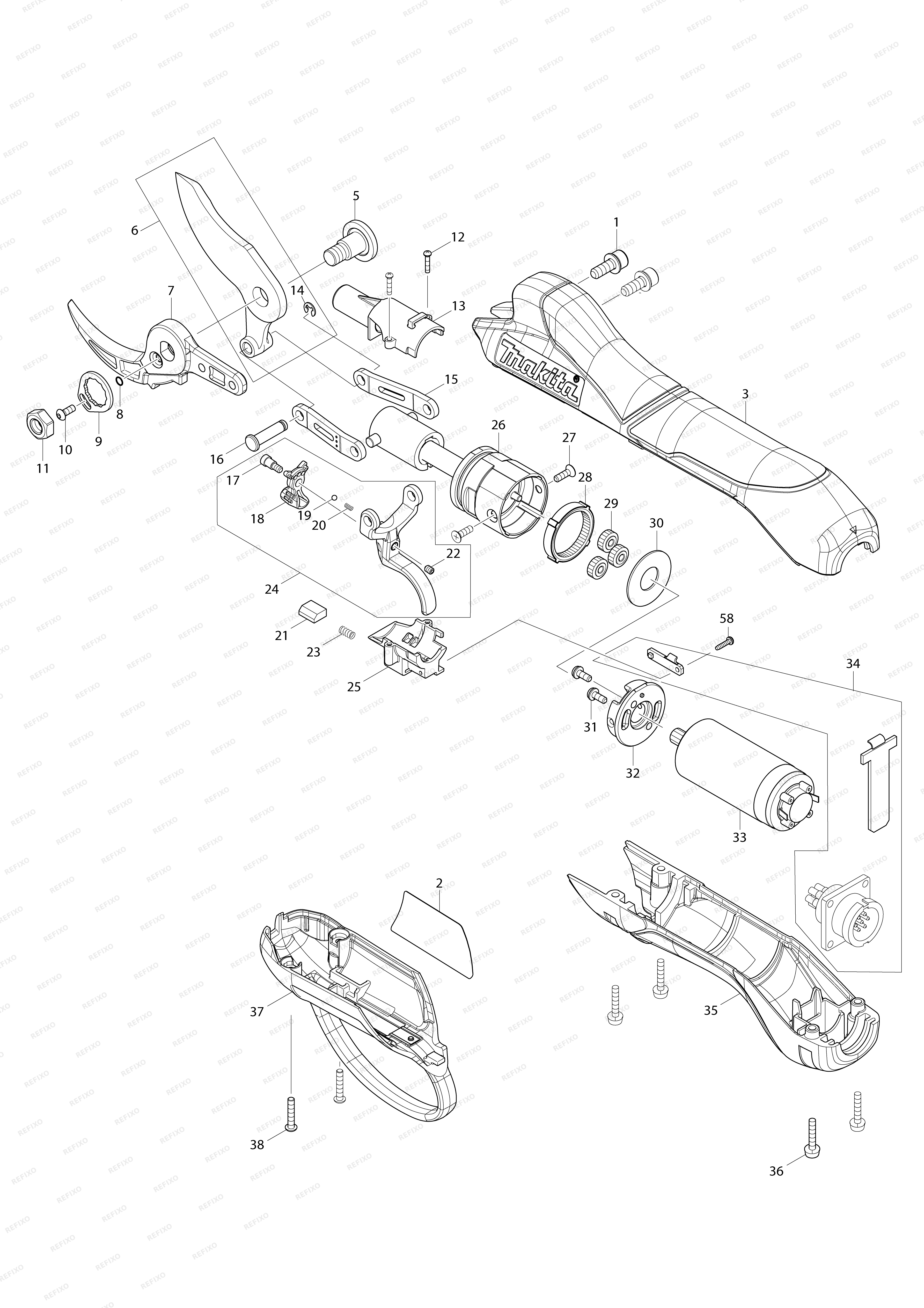 MAKITA DUP362 — схема запчастей