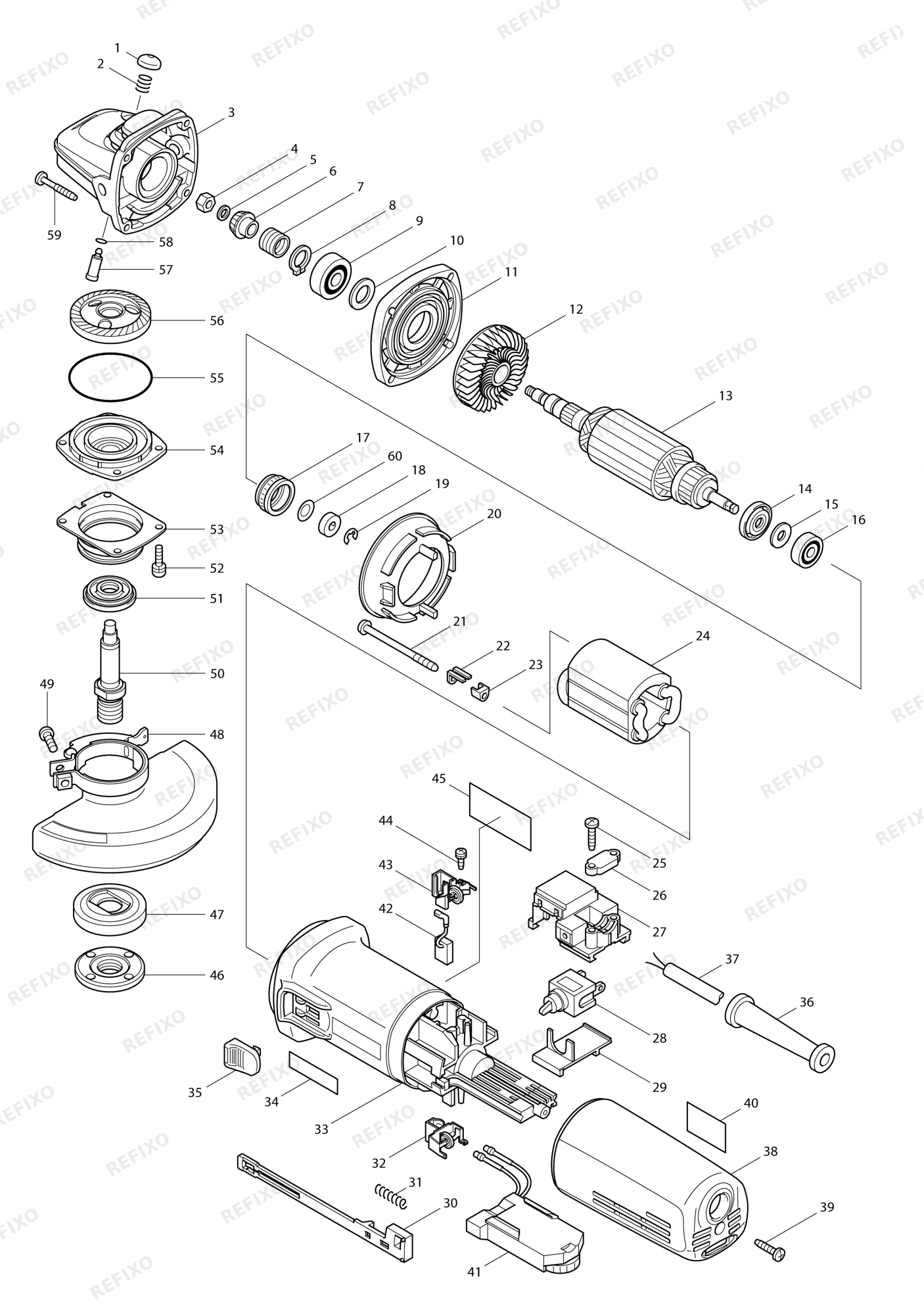 MAKITA 9565CV — схема запчастей