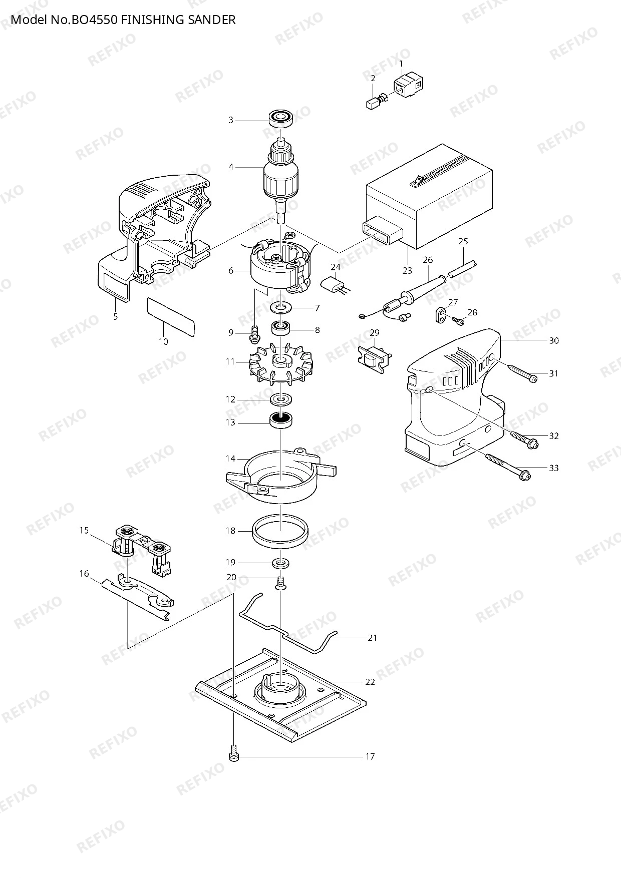 MAKITA BO4550 — схема запчастей