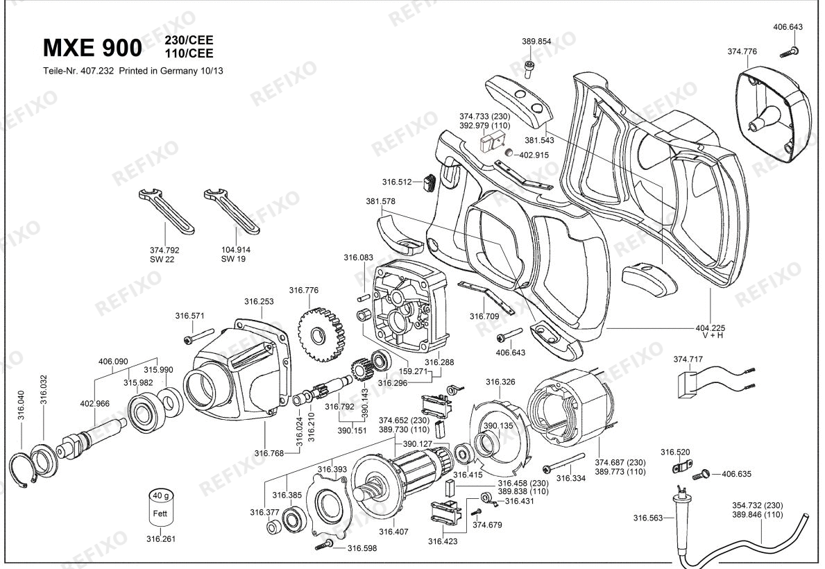 Flex MXE 900 110BS-4h — схема запчастей