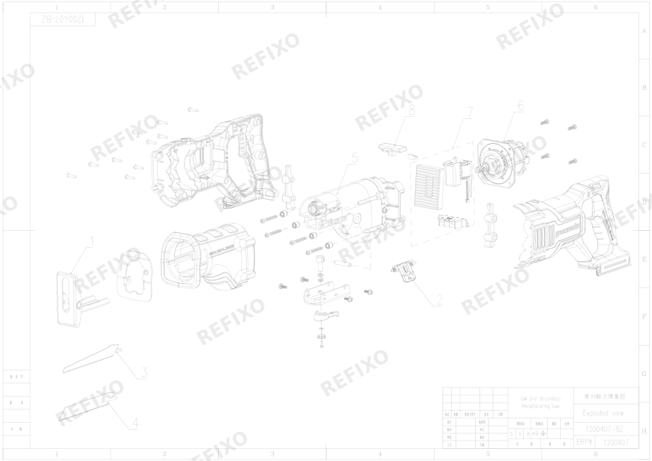 Greenworks 1200407-Exploded view — схема запчастей