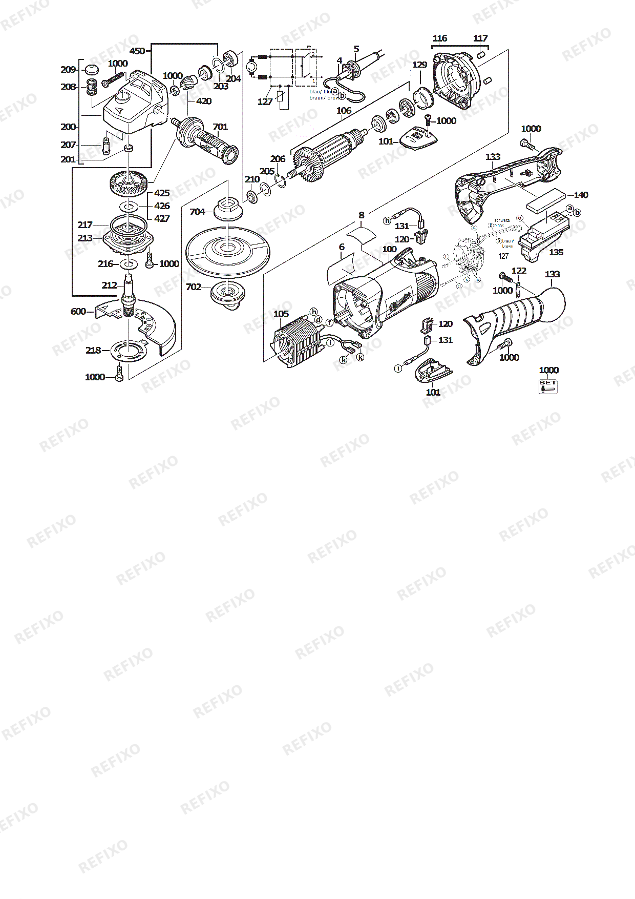 MILWAUKEE AGV17 125XC DMS 4933455140 4000463760 — схема запчастей