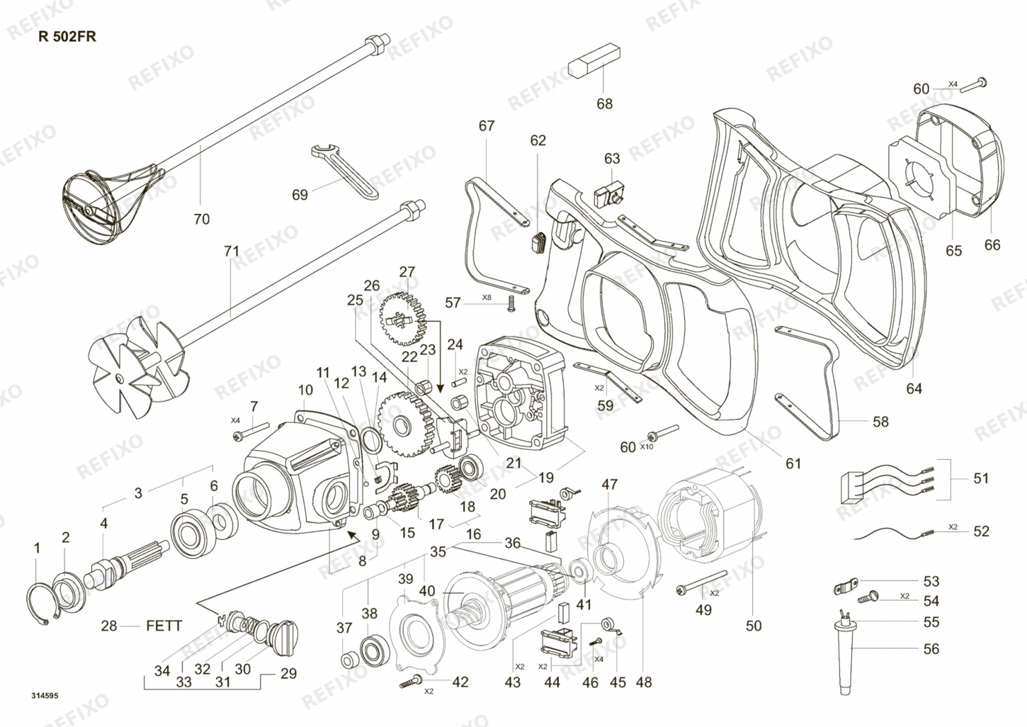 Flex R 502 FR 230CEE 314595 — схема запчастей