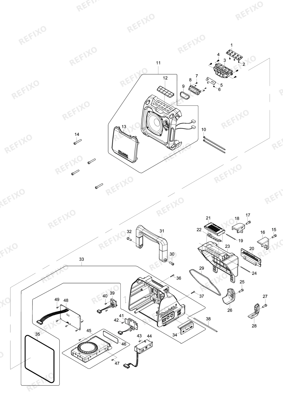 MAKITA DMR201 — схема запчастей