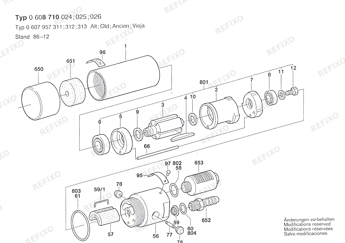 Bosch Einbaumotor 740 WATT-SERIE (0 607 957 316) — схема запчастей