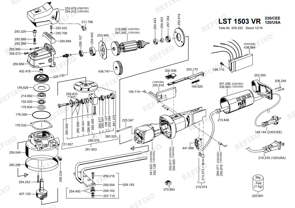 Flex LST 1503 VR 230CEE — схема запчастей