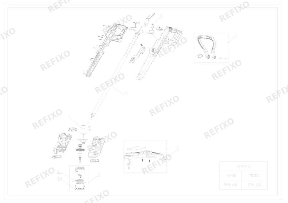 Greenworks 2107107 Exploded view RU — схема запчастей