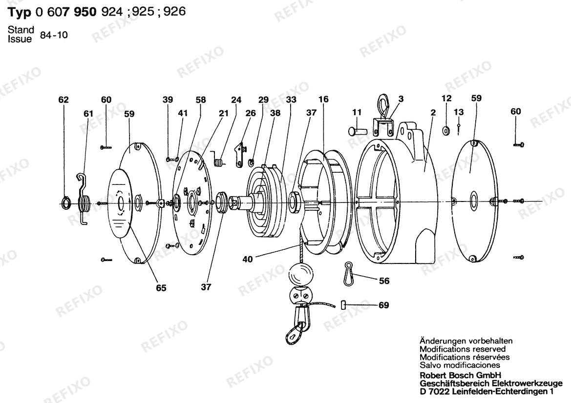 Bosch Federzug BPT (0 607 950 926) — схема запчастей