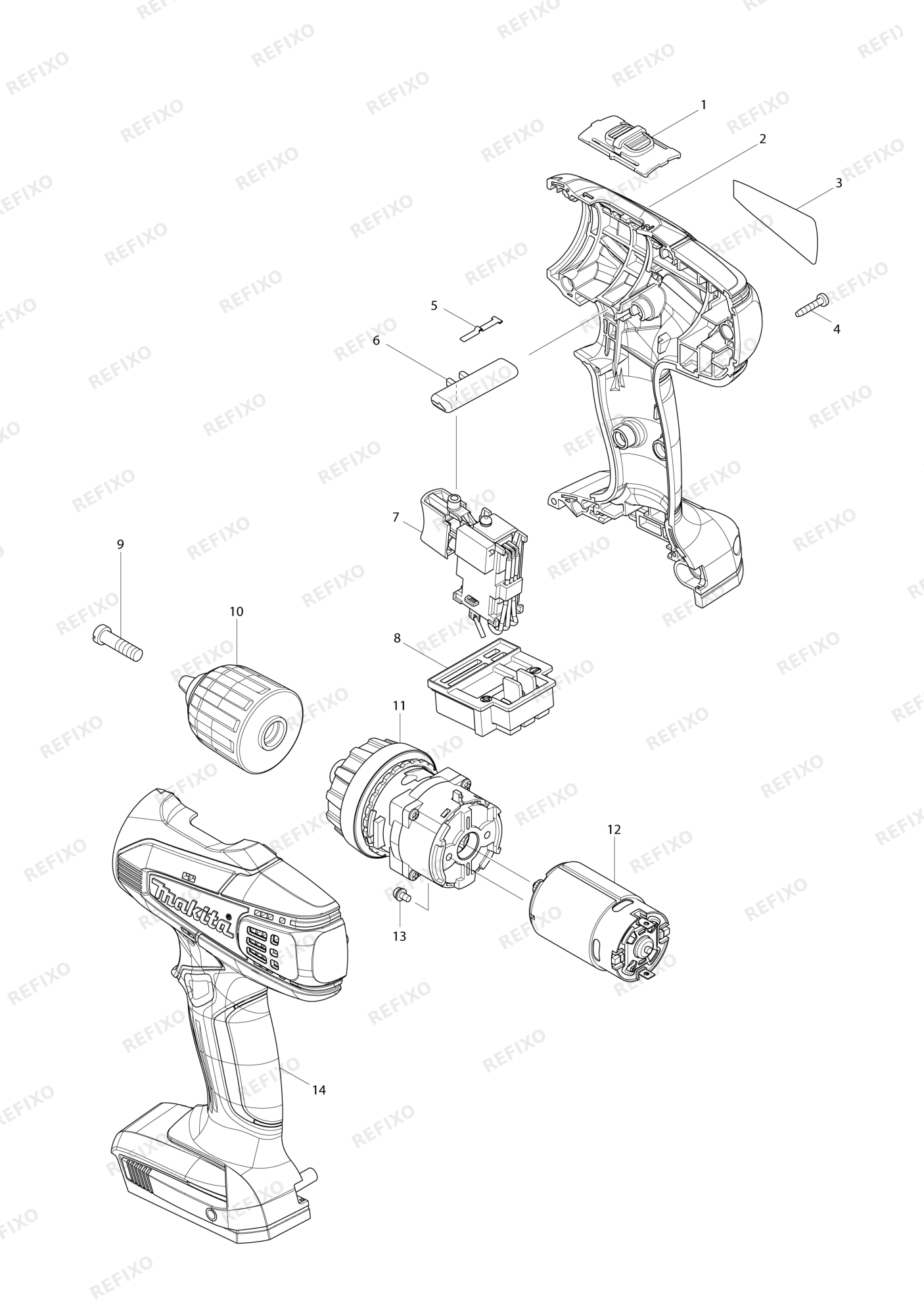 MAKITA DF347D — схема запчастей