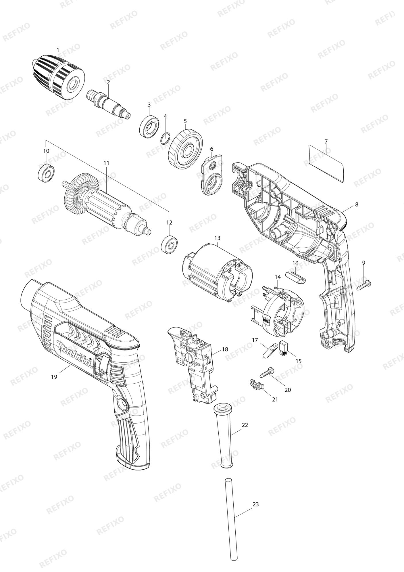 MAKITA DP4021 — схема запчастей