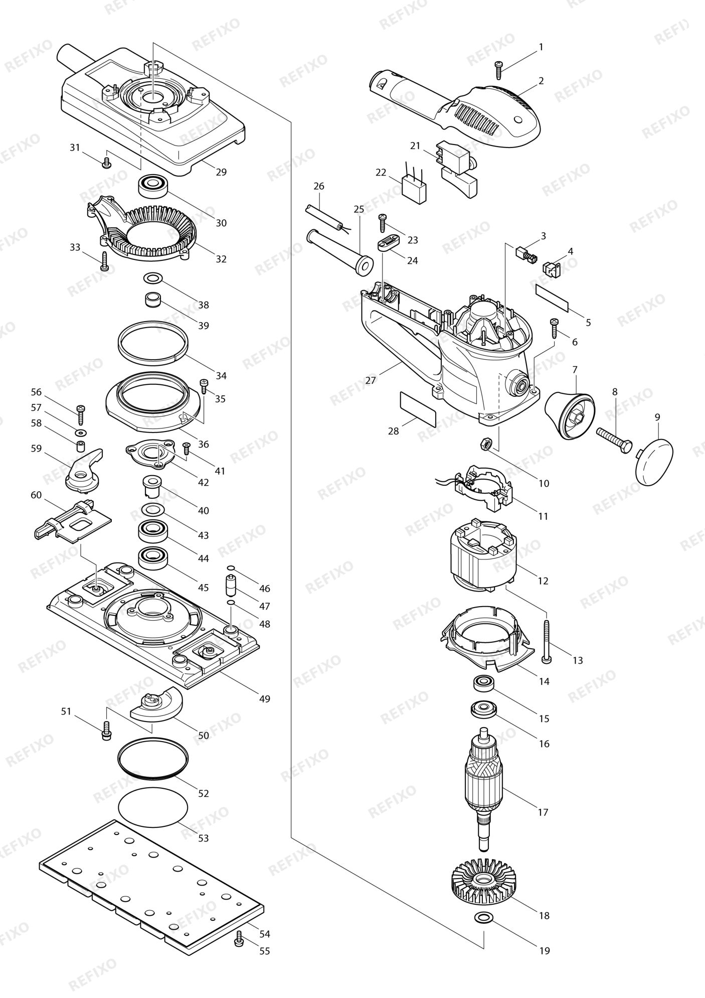 MAKITA BO4901 — схема запчастей