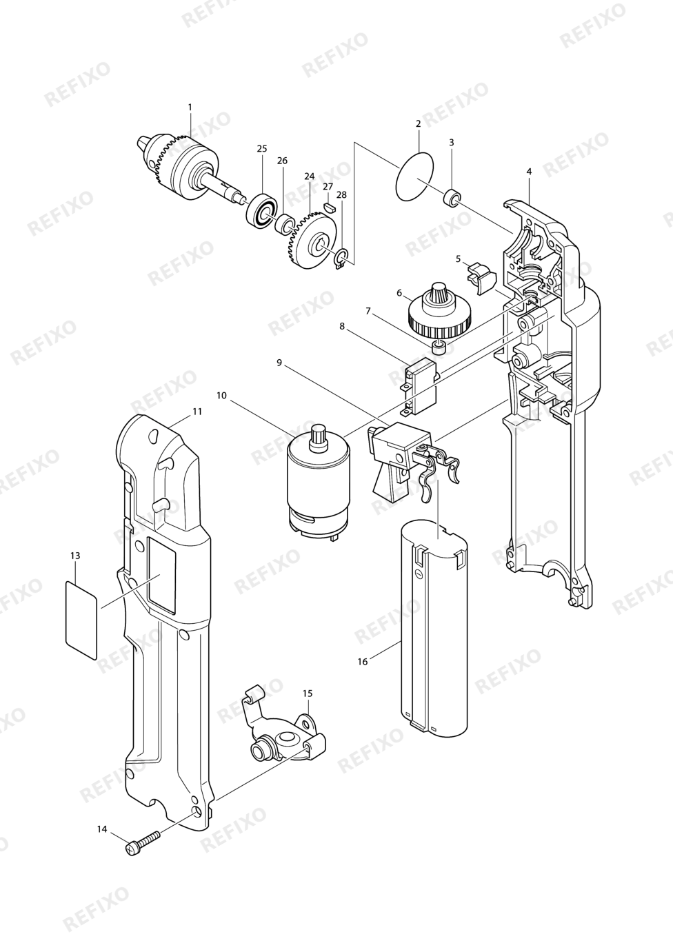 MAKITA DA3000D — схема запчастей