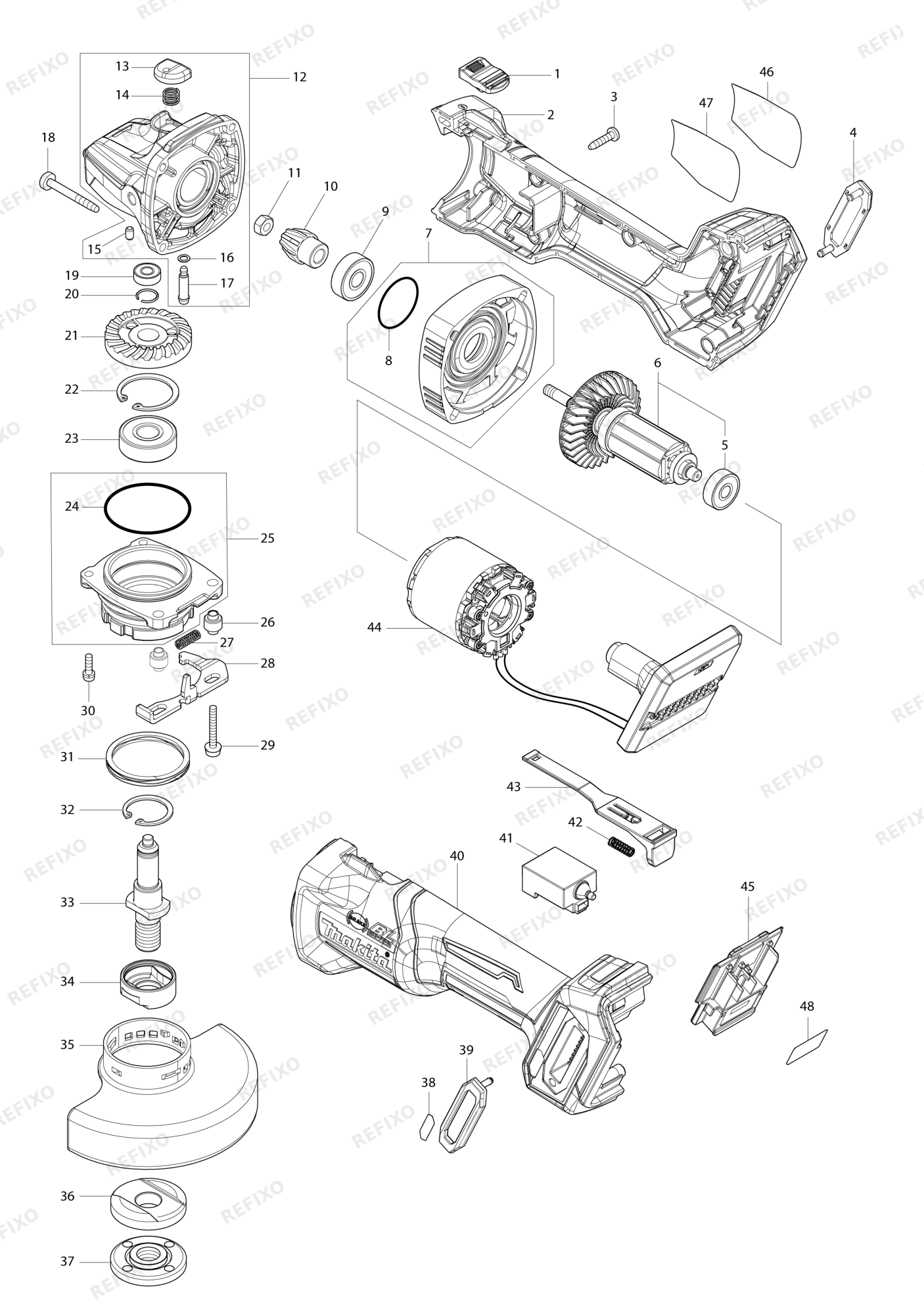 MAKITA GA004G — схема запчастей