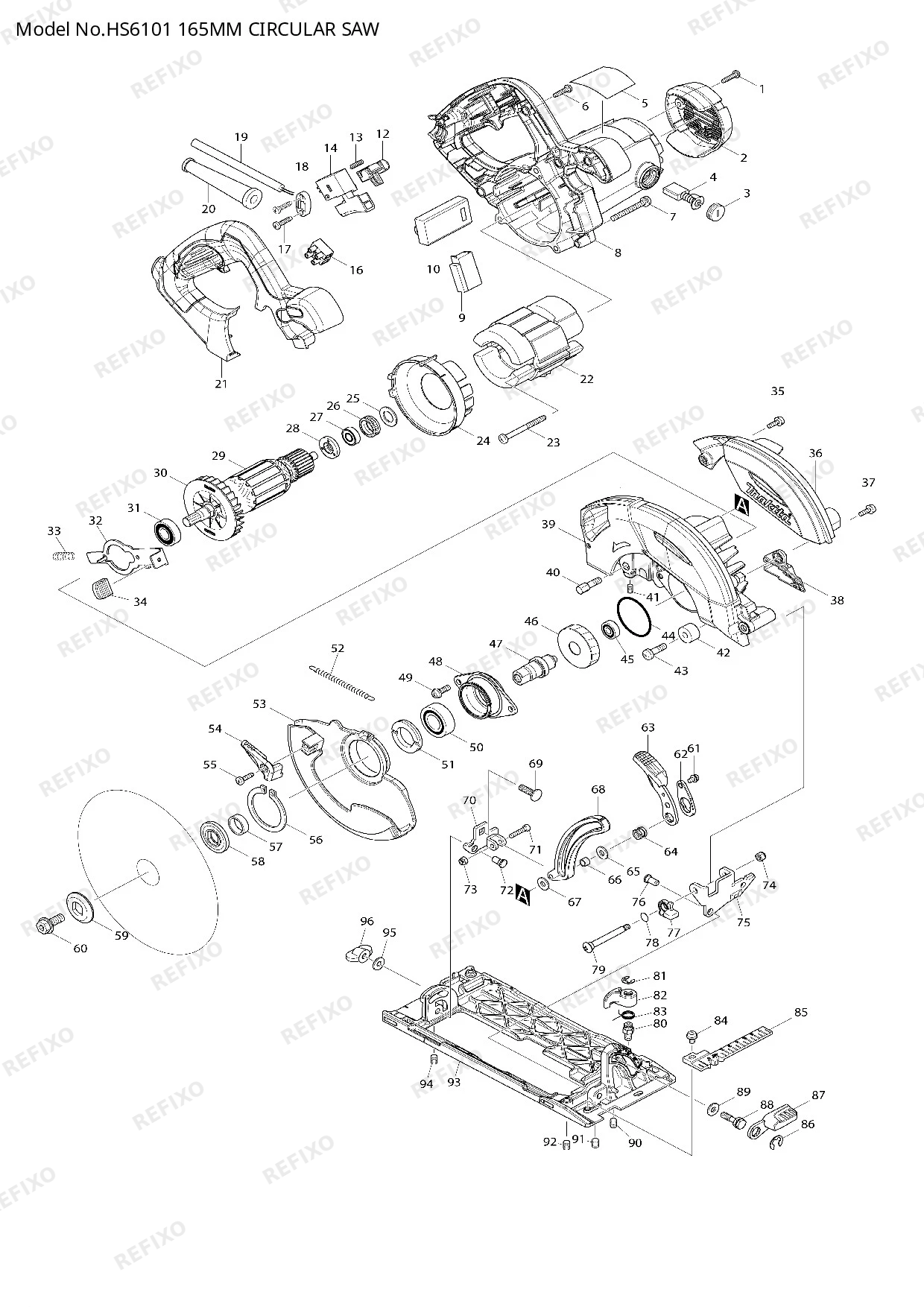 MAKITA HS6101 — схема запчастей
