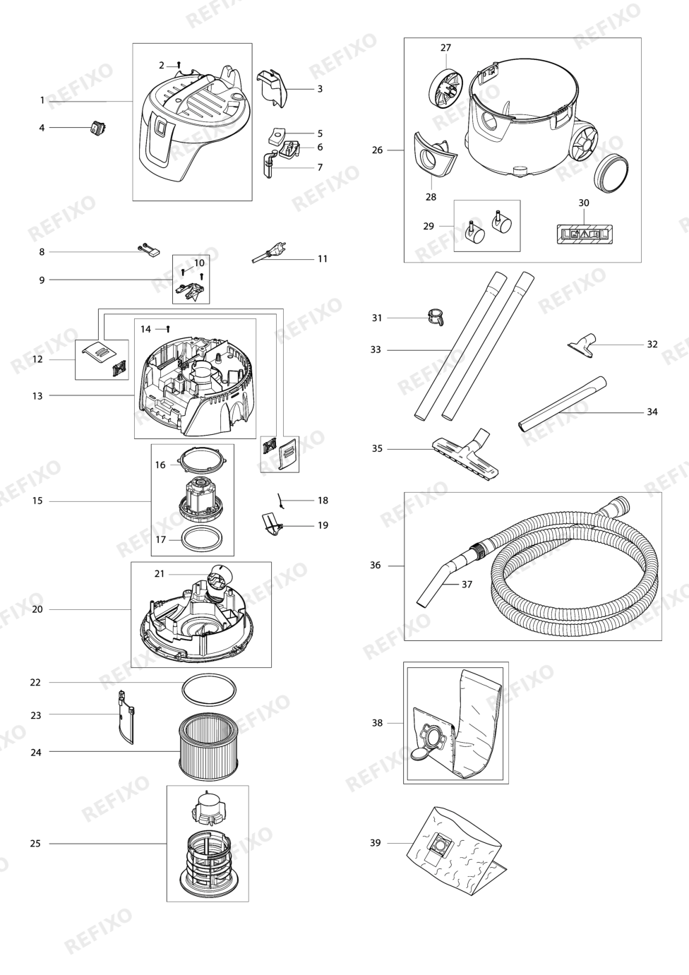 MAKITA VC2000L — схема запчастей