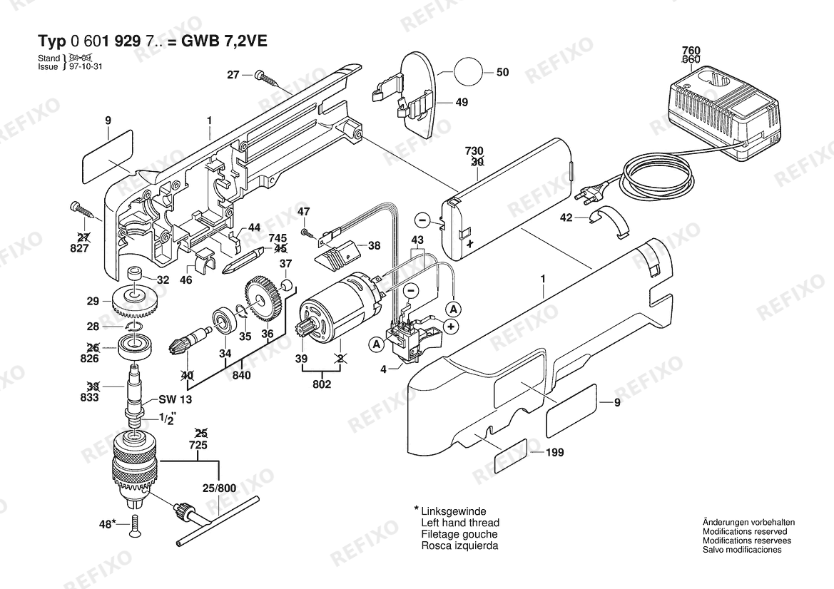 Bosch Gw-Akkuwinkelbohrmaschine GWB 7,2 VE | 7.2 V | 027 - AU (0 601 929 737) — схема запчастей