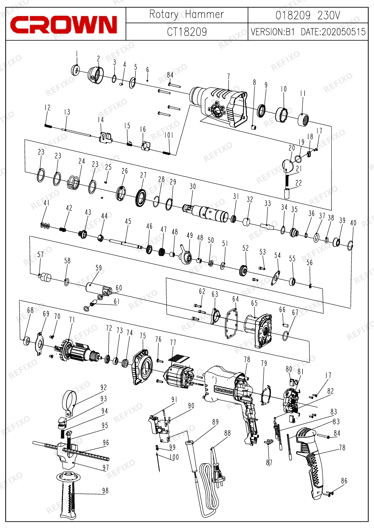 CROWN CT18209 — схема запчастей