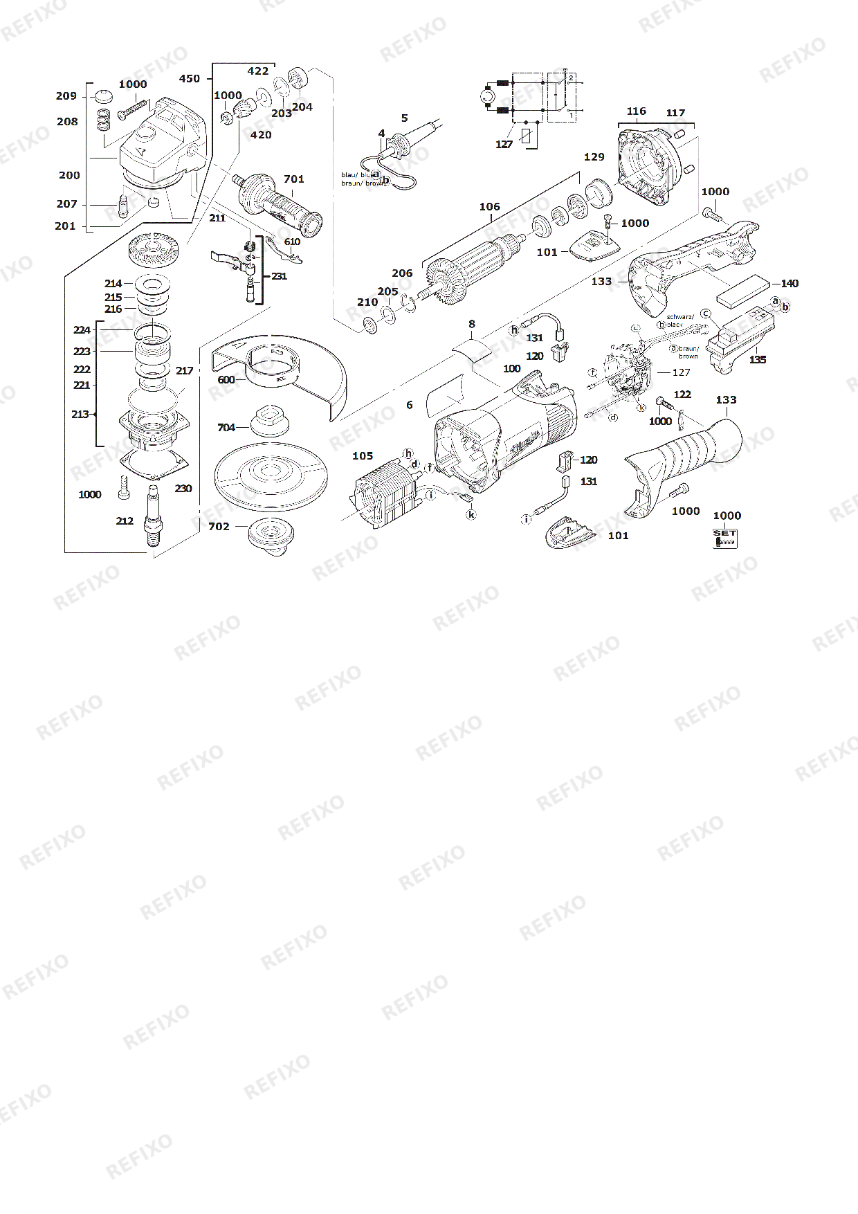 MILWAUKEE AGV17 180XC 4933432270 4000463765 — схема запчастей
