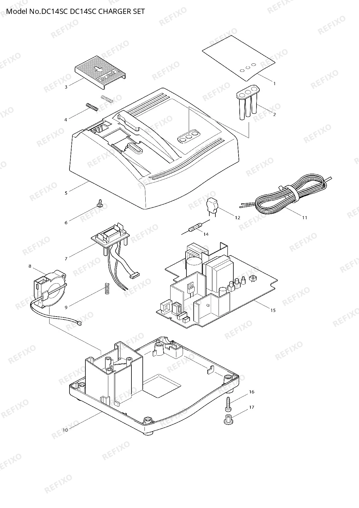 MAKITA DC14SC — схема запчастей